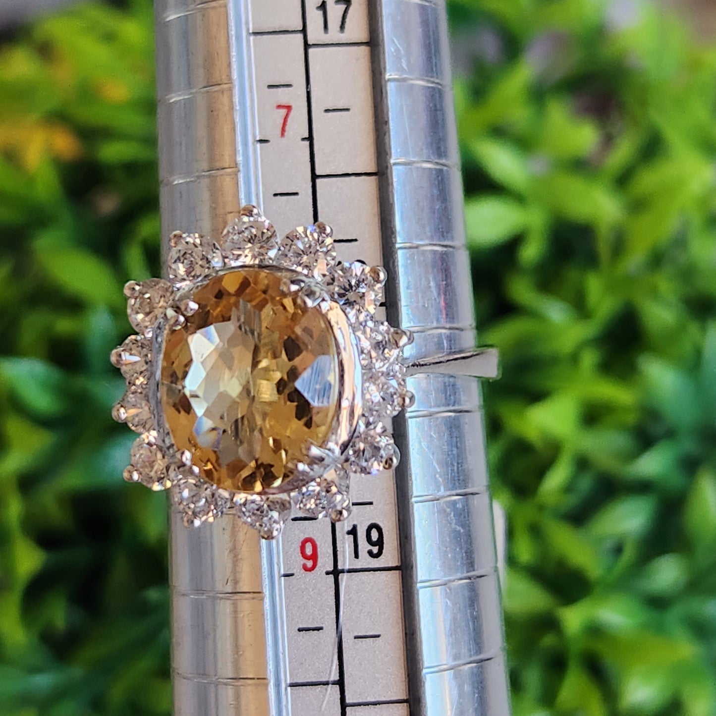 925 Sterling Silver Vintage Citrine and CZ Ring