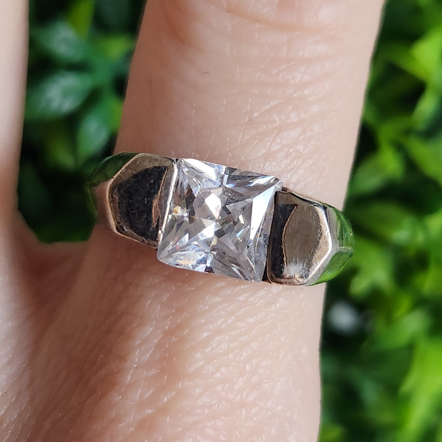 925 Sterling Silver CZ Princess Tension Ring