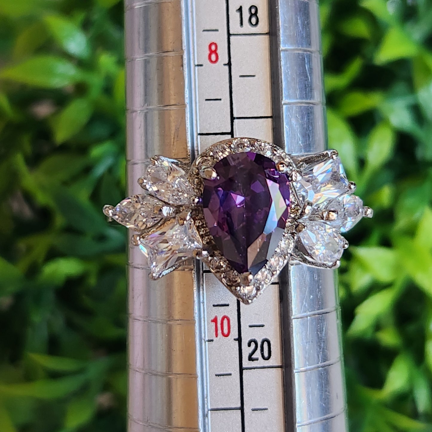 925 Sterling Silver Amethyst Winged CZ Ring