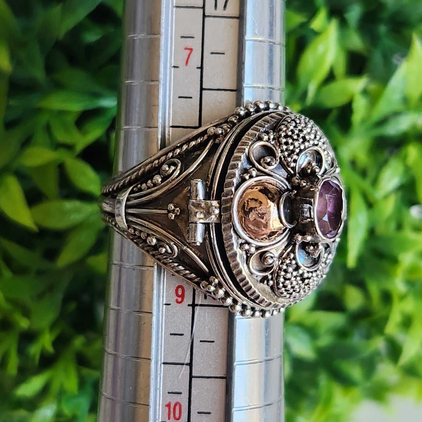 925 Sterling Silver Amethyst Poison Ring