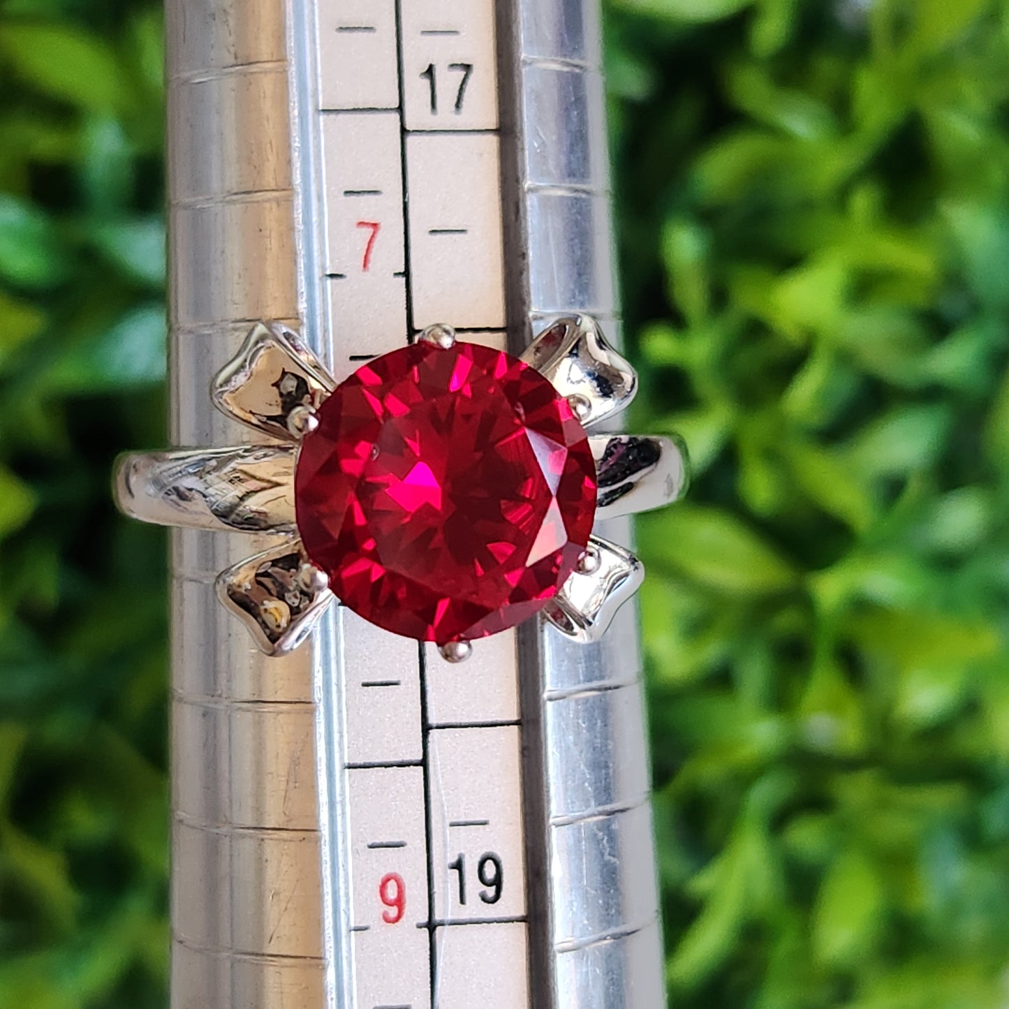 925 Sterling Silver Red Solitaire Bow CZ Ring