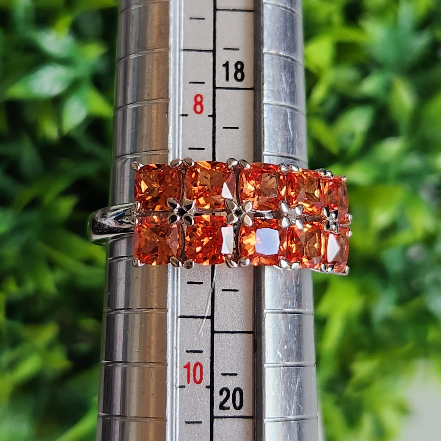 925 Sterling Silver Orange Sapphire Ring