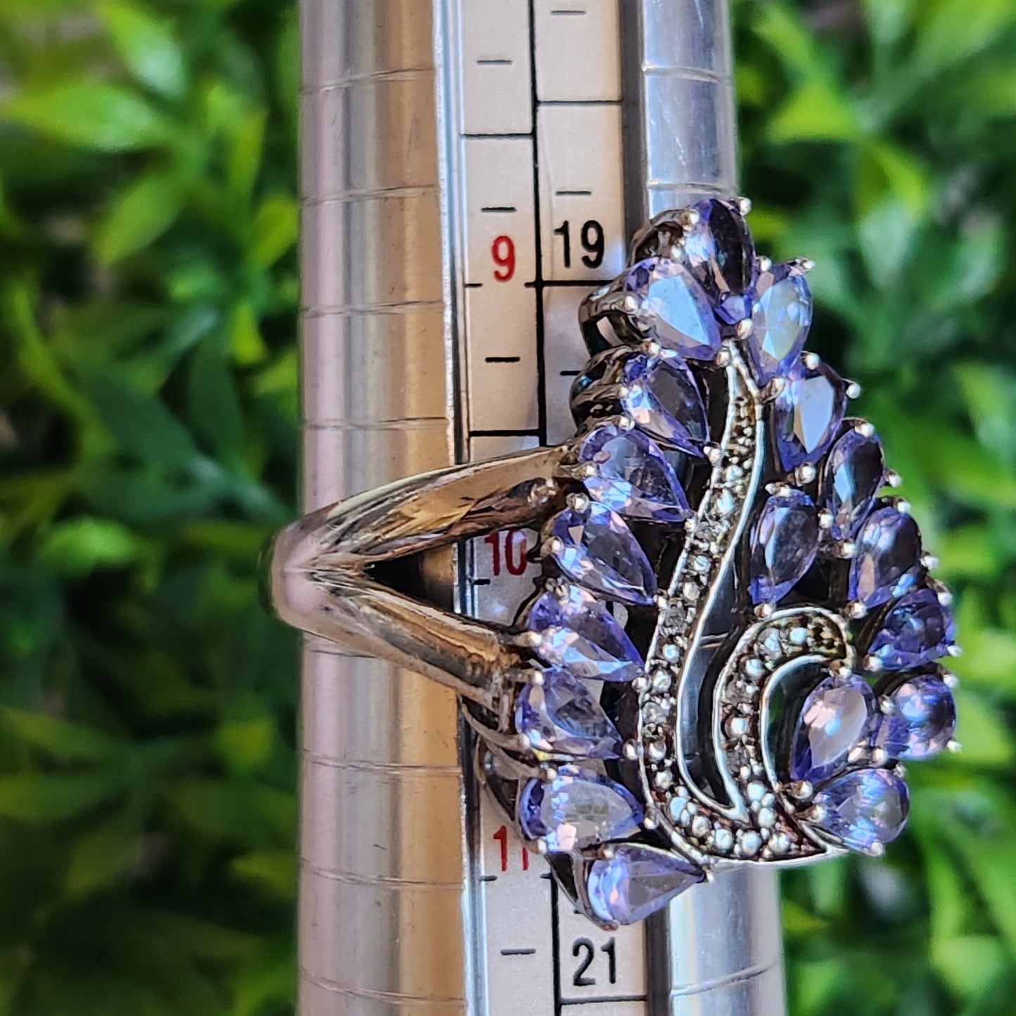 925 Sterling Silver Blue Gem Cocktail Ring