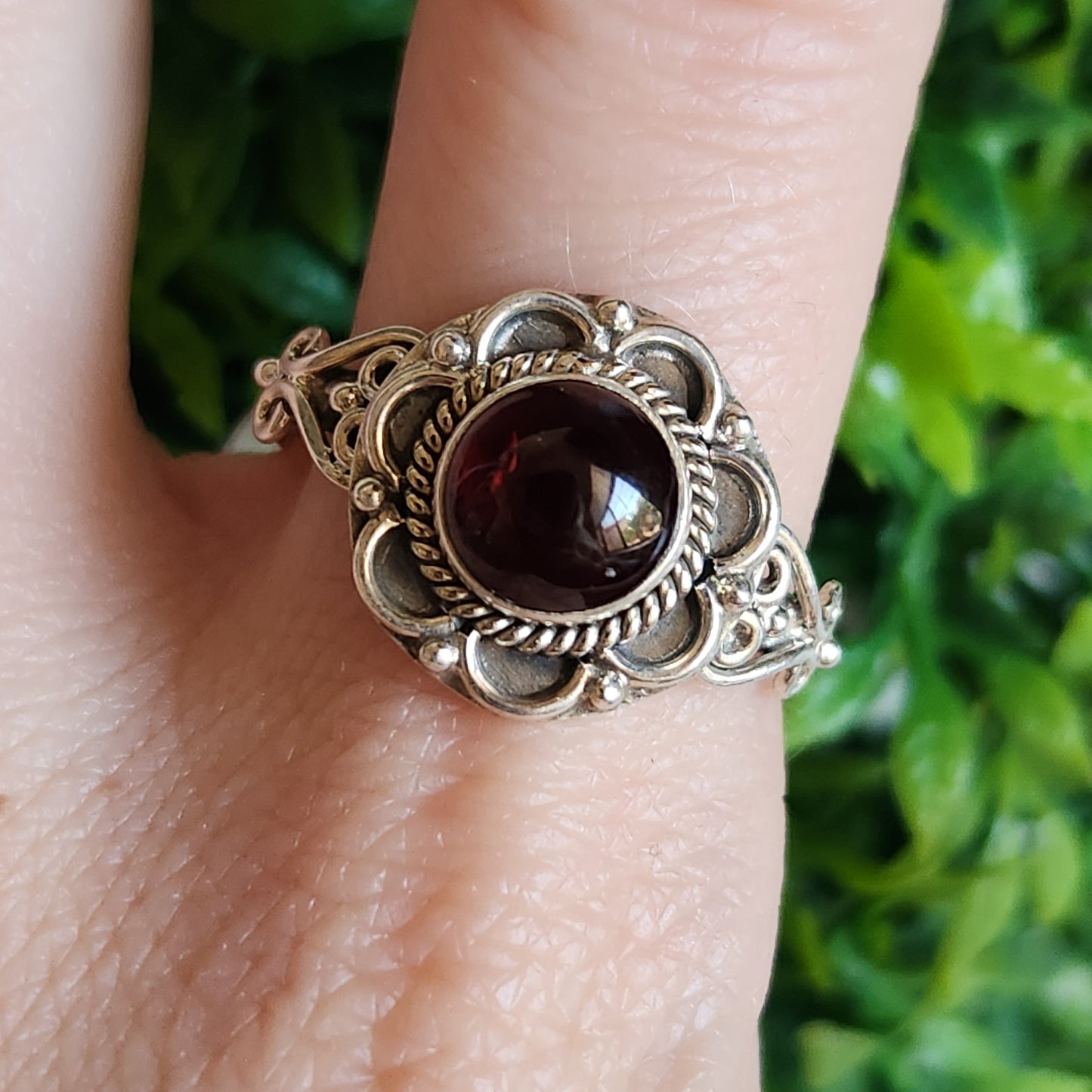 925 Sterling Silver Garnet Ring