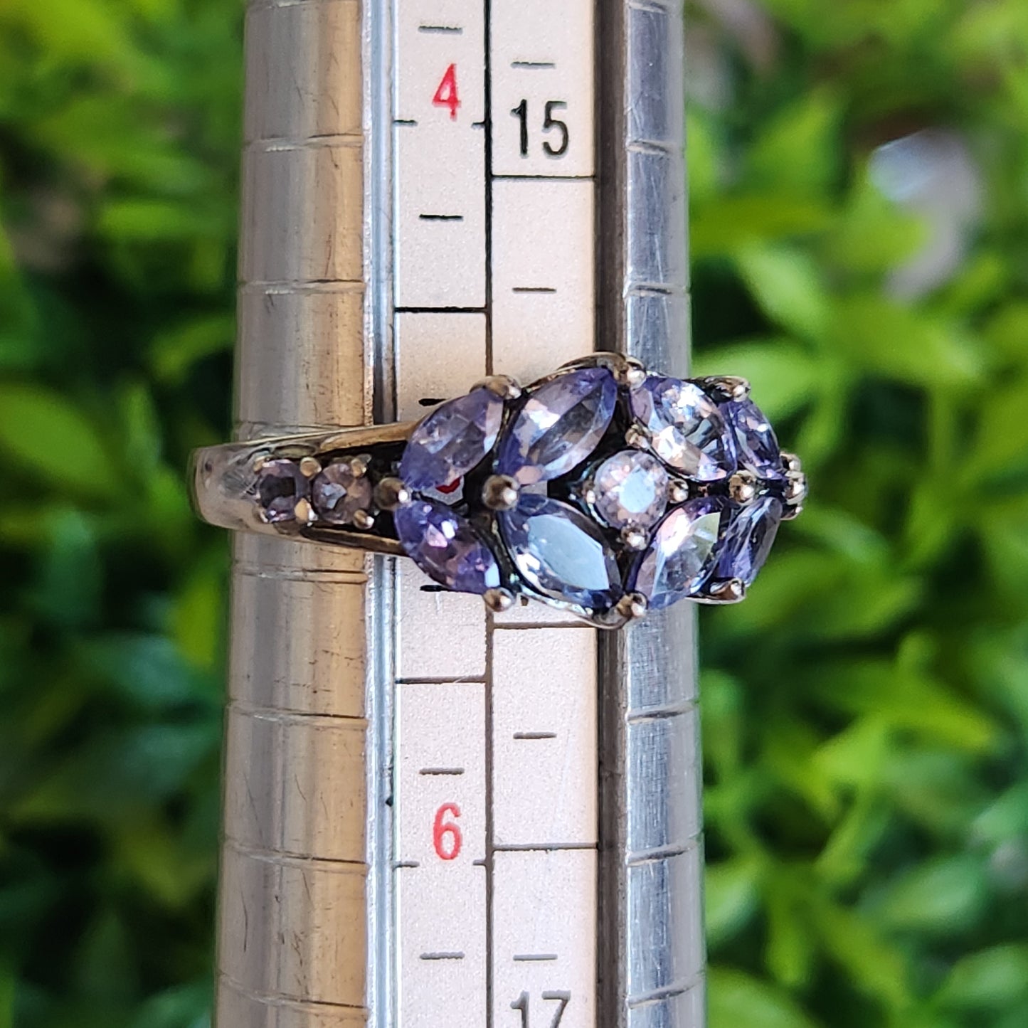 925 Sterling Silver Tanzanite Cluster Ring