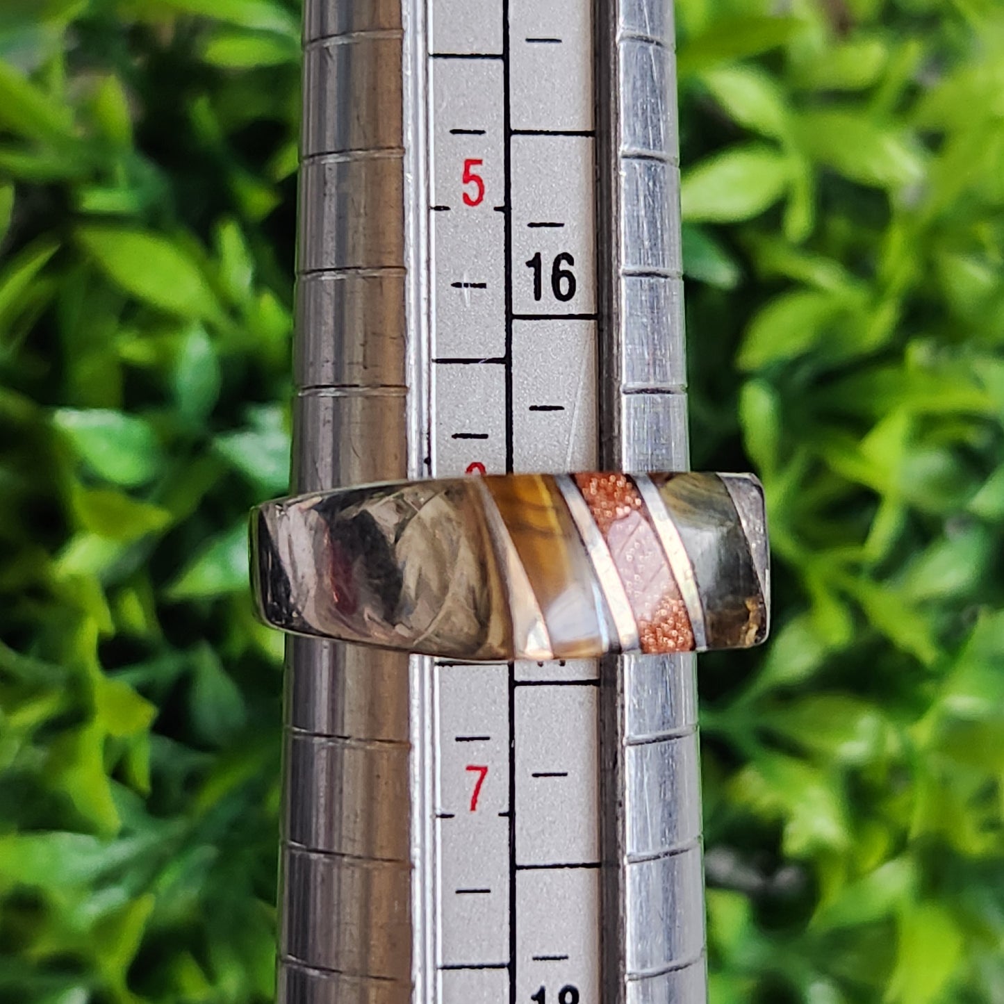 925 Sterling Silver 3-Stone Inlay Ring