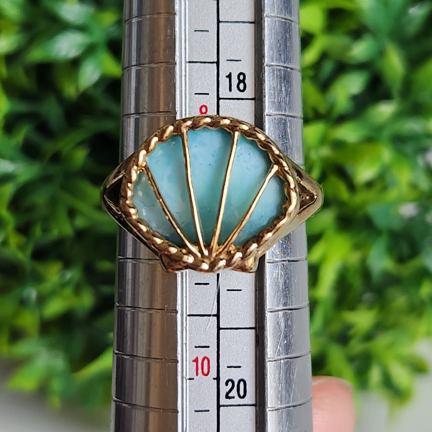 925 Sterling Silver Vermeil Larimar Shell Ring
