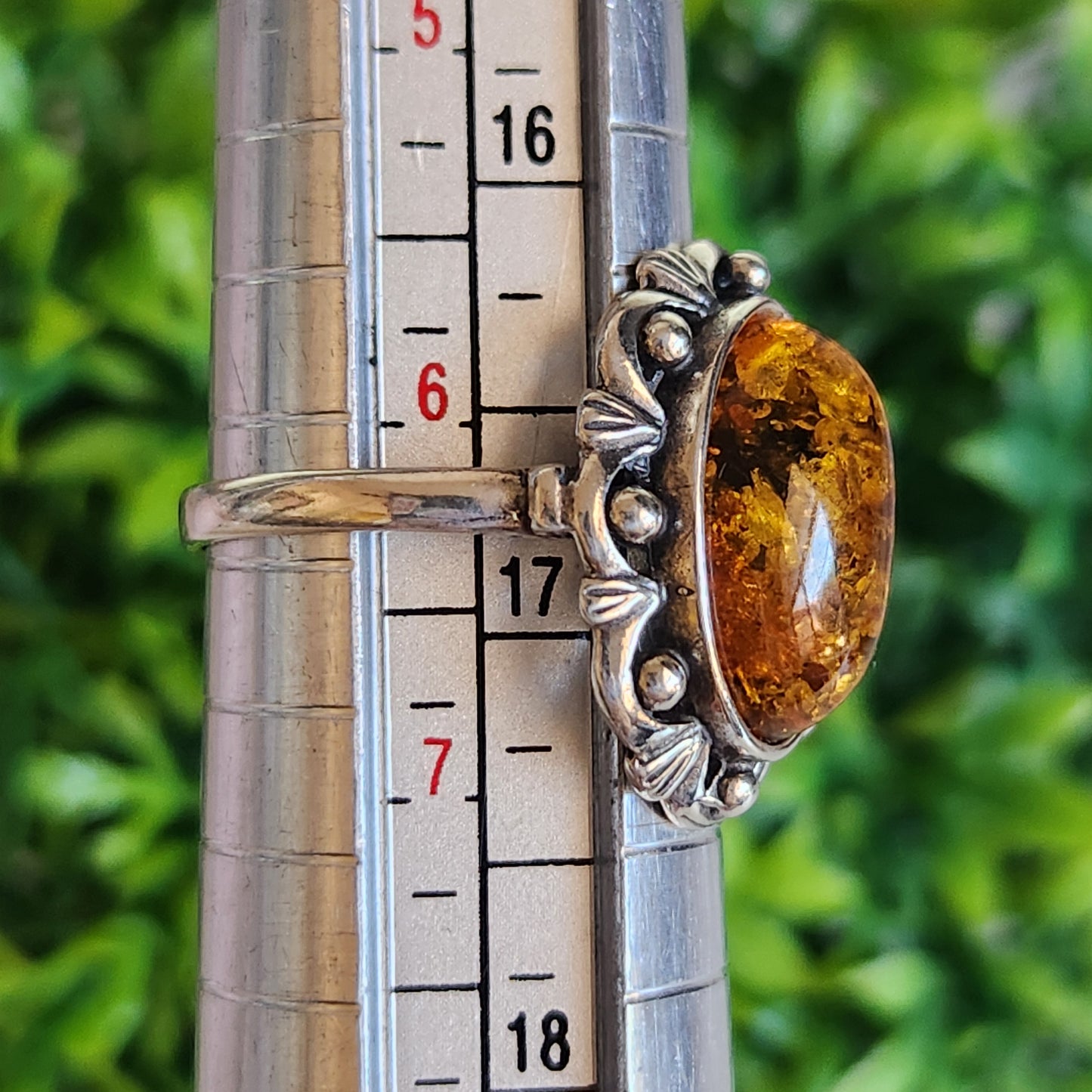 925 Sterling Silver Baltic Amber Vintage Ring