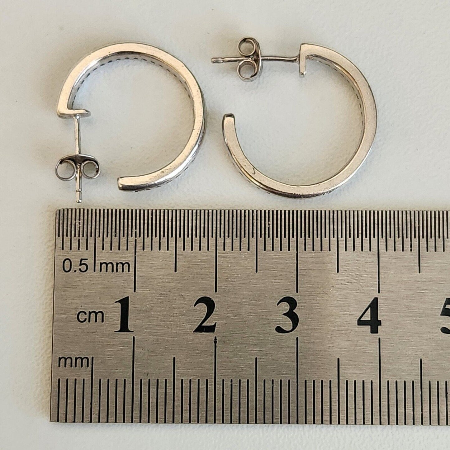 925 Sterling Silver CZ 3/4 Hoop Stud Earrings