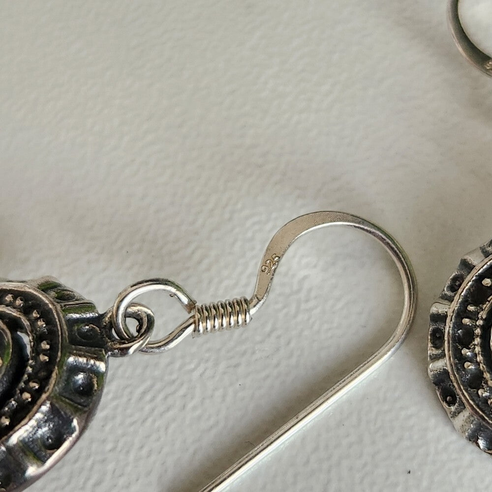925 Sterling Silver Vintage Garnet Earrings