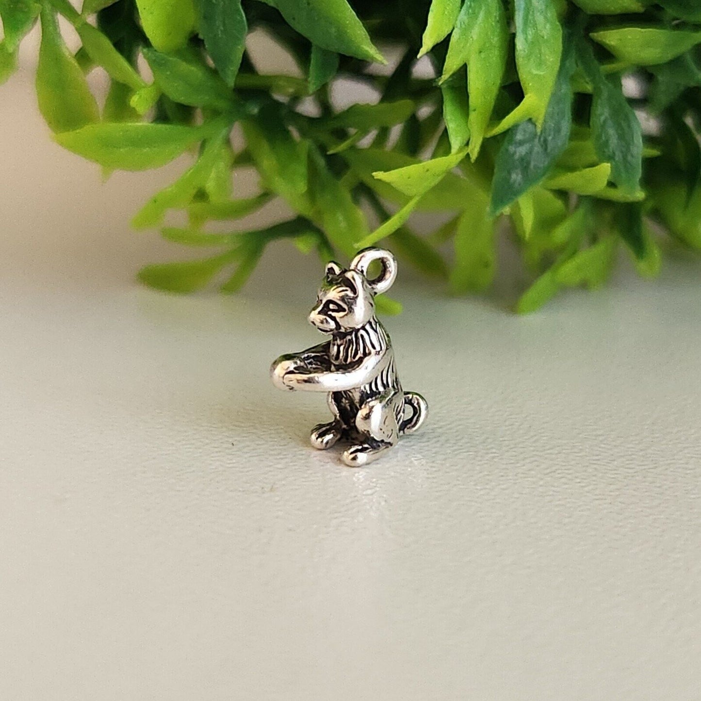 925 Sterling Silver Cat with a Ball Charm