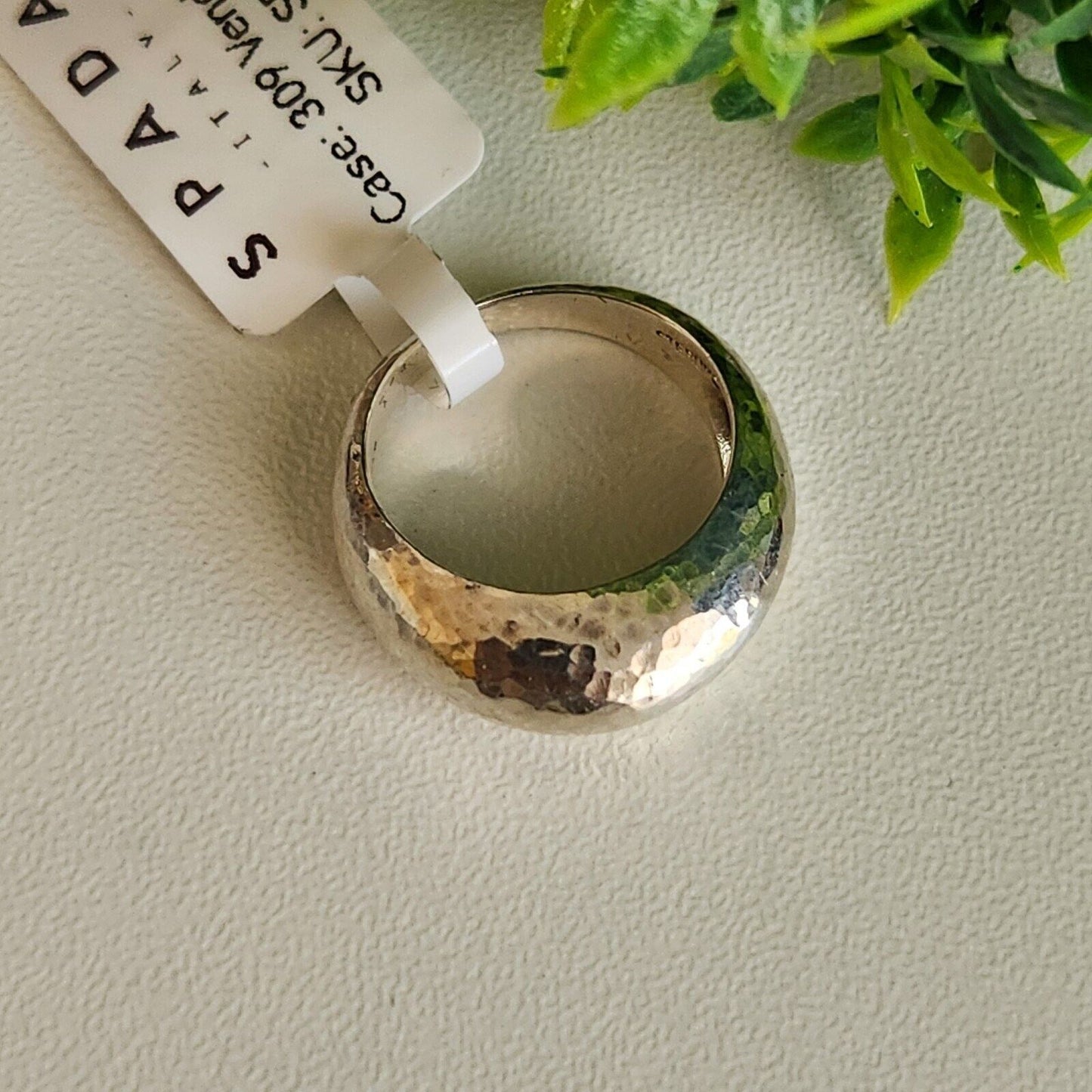 925 Sterling Silver Heavy Hammered Dome Ring