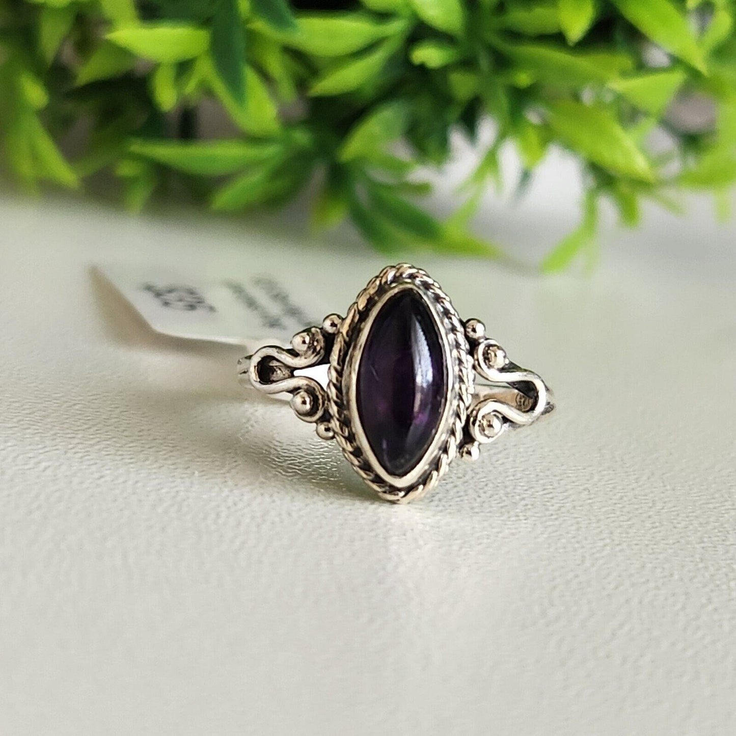 925 Sterling Silver Marquise Amethyst Ring