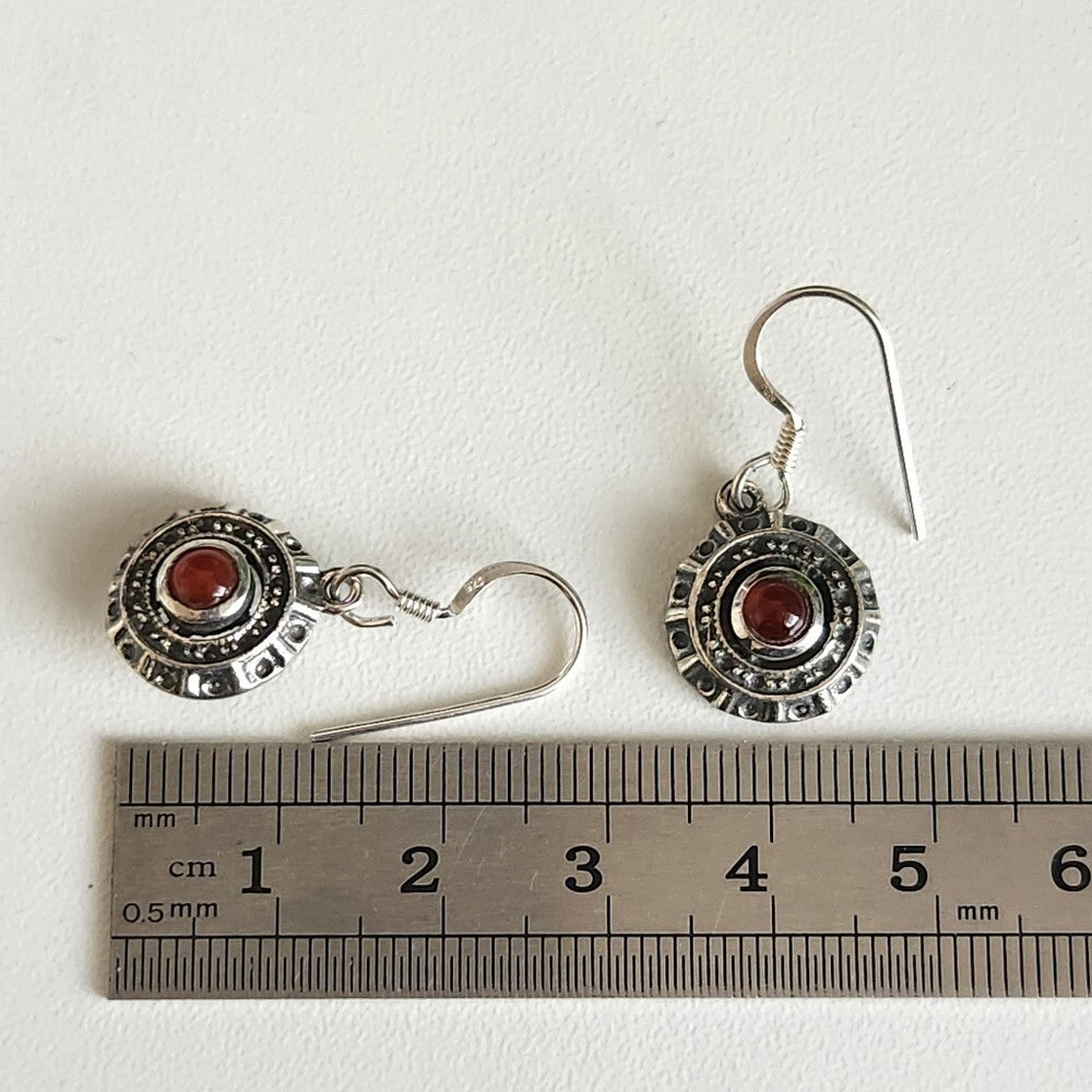 925 Sterling Silver Vintage Garnet Earrings