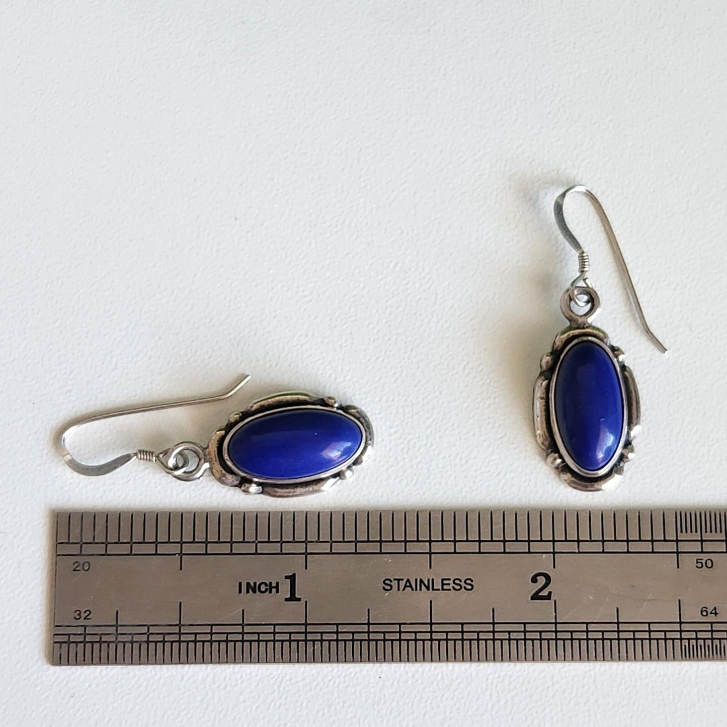 925 Sterling Silver Blue Vintage Dangle Earrings