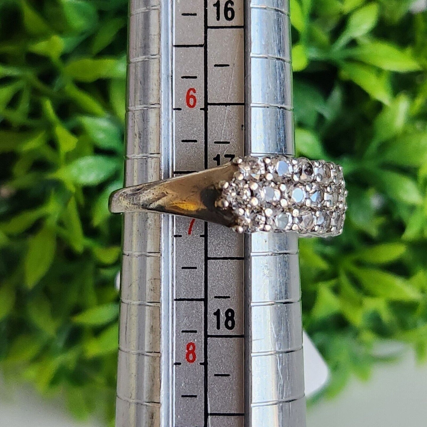 925 Sterling Silver CZ Three Row Ring