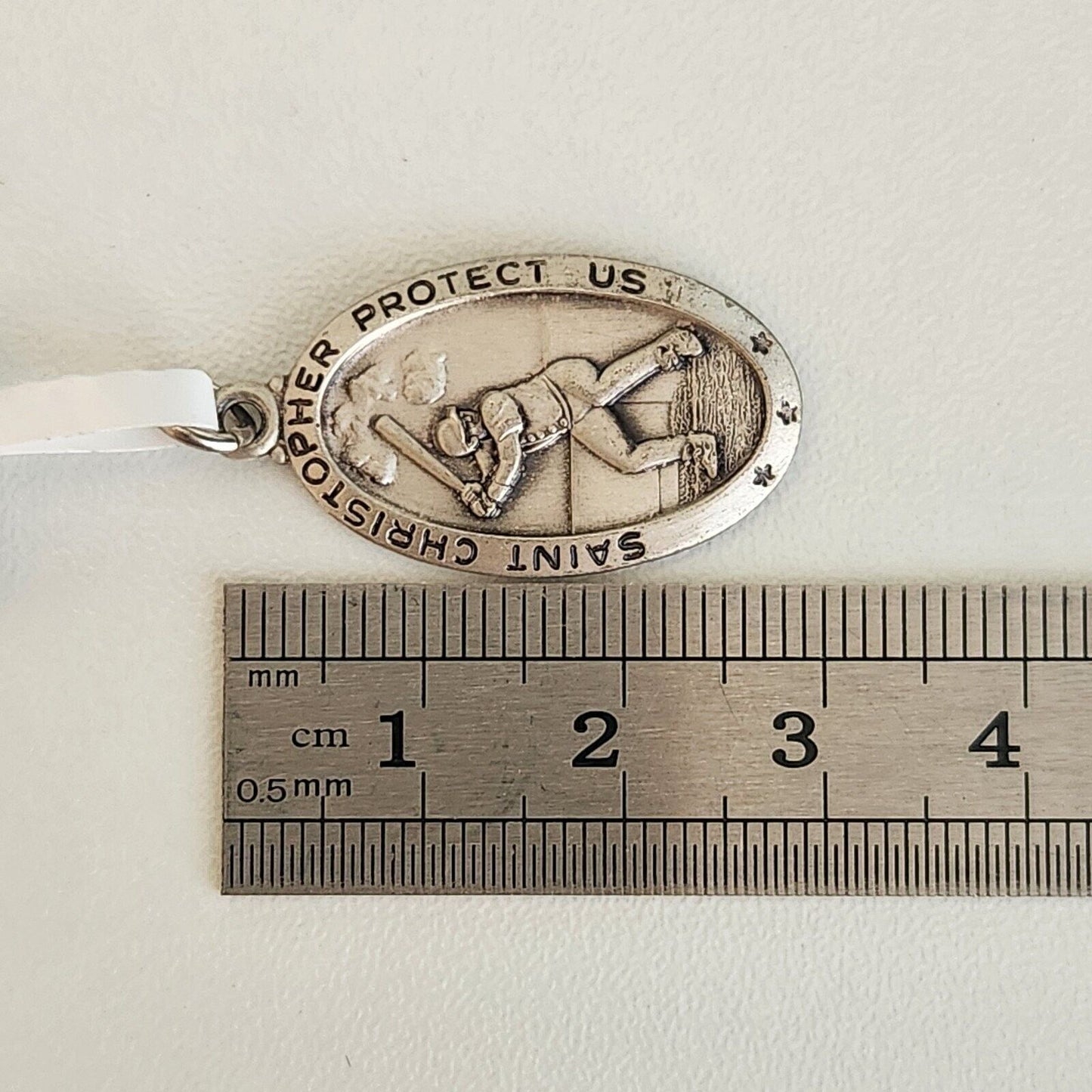 925 Sterling Silver Baseball Saint Christopher Charm