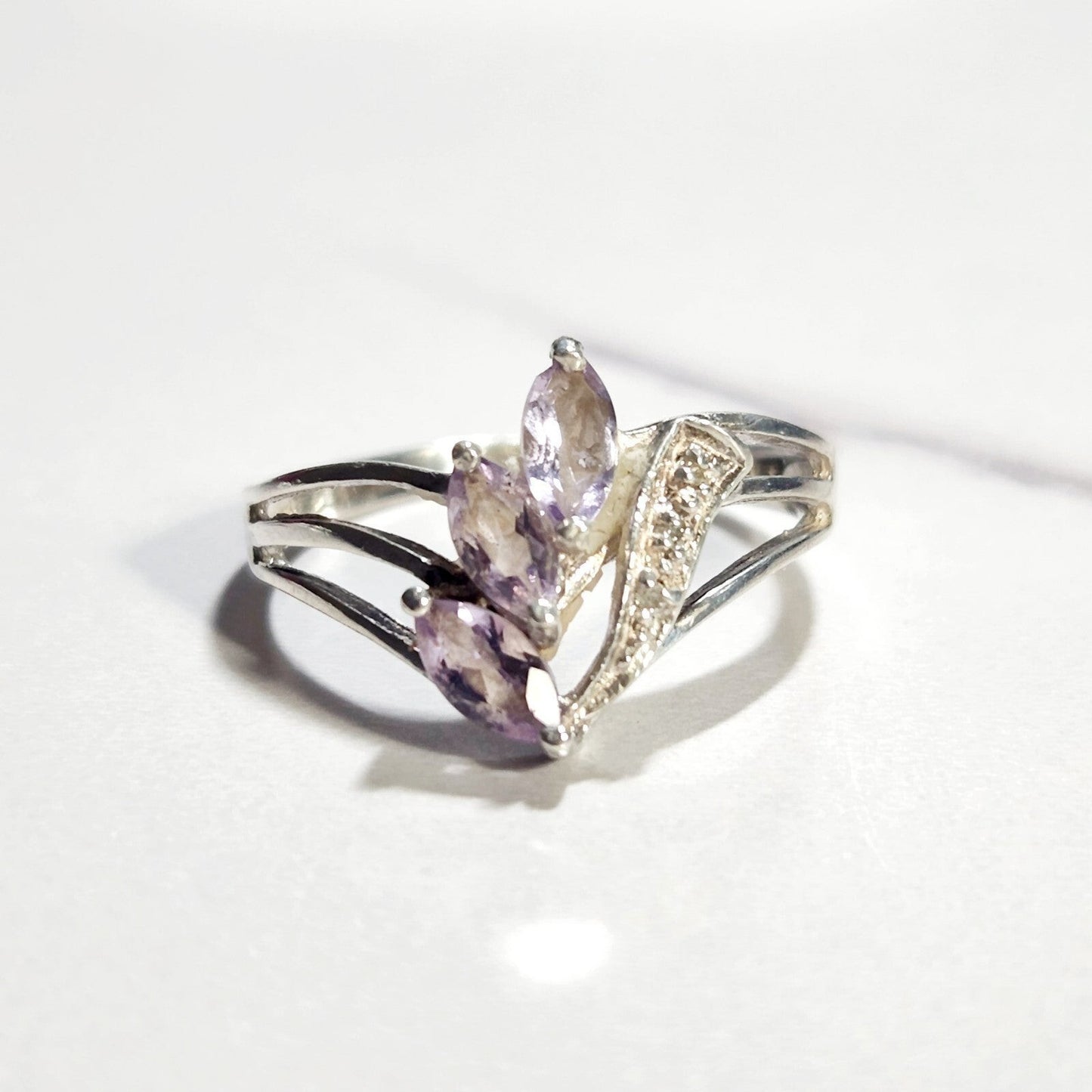 925 Sterling Silver Pink Marquise Ring