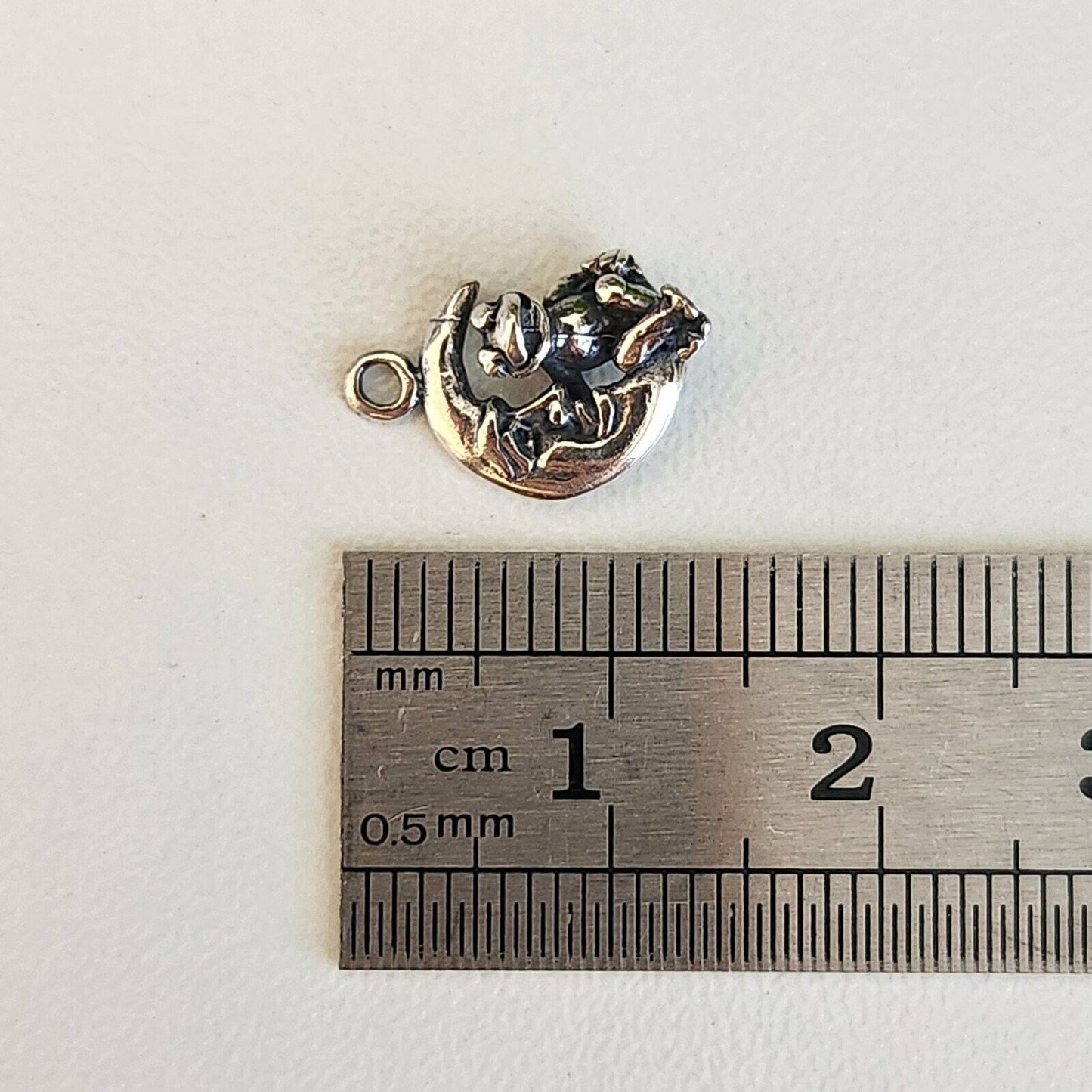 925 Sterling Silver Frog in the Moon Charm