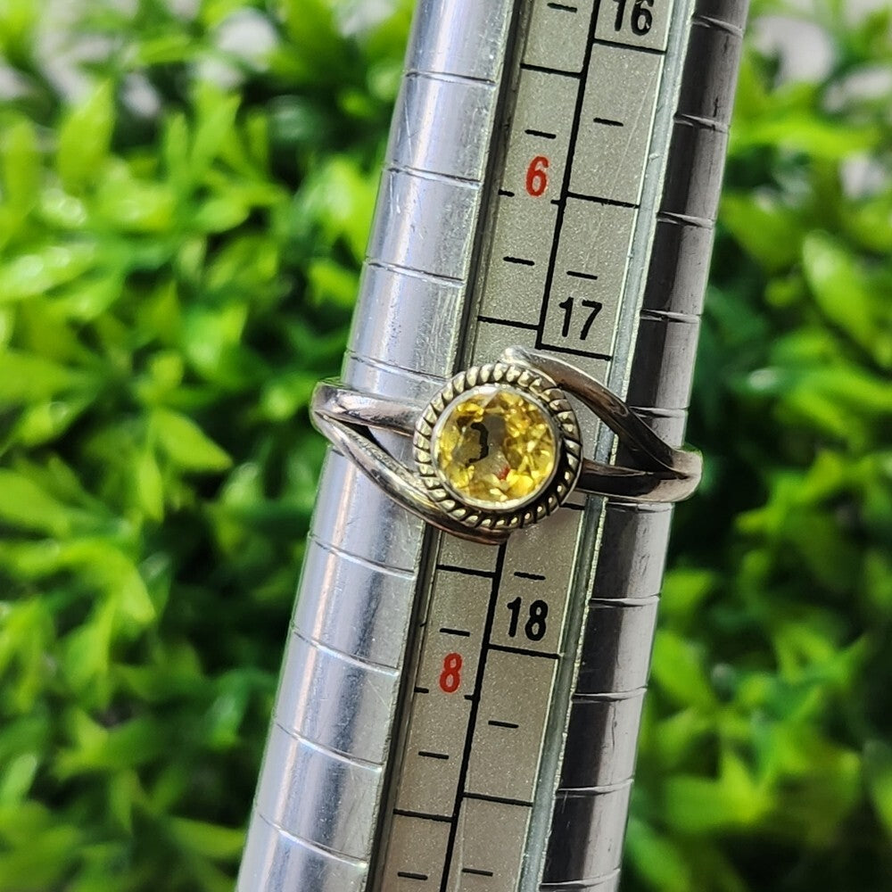 925 Sterling Silver Yellow Citrine Ring