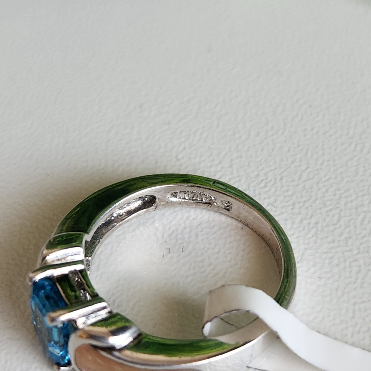 925 Sterling Silver Topaz and Enamel Ring