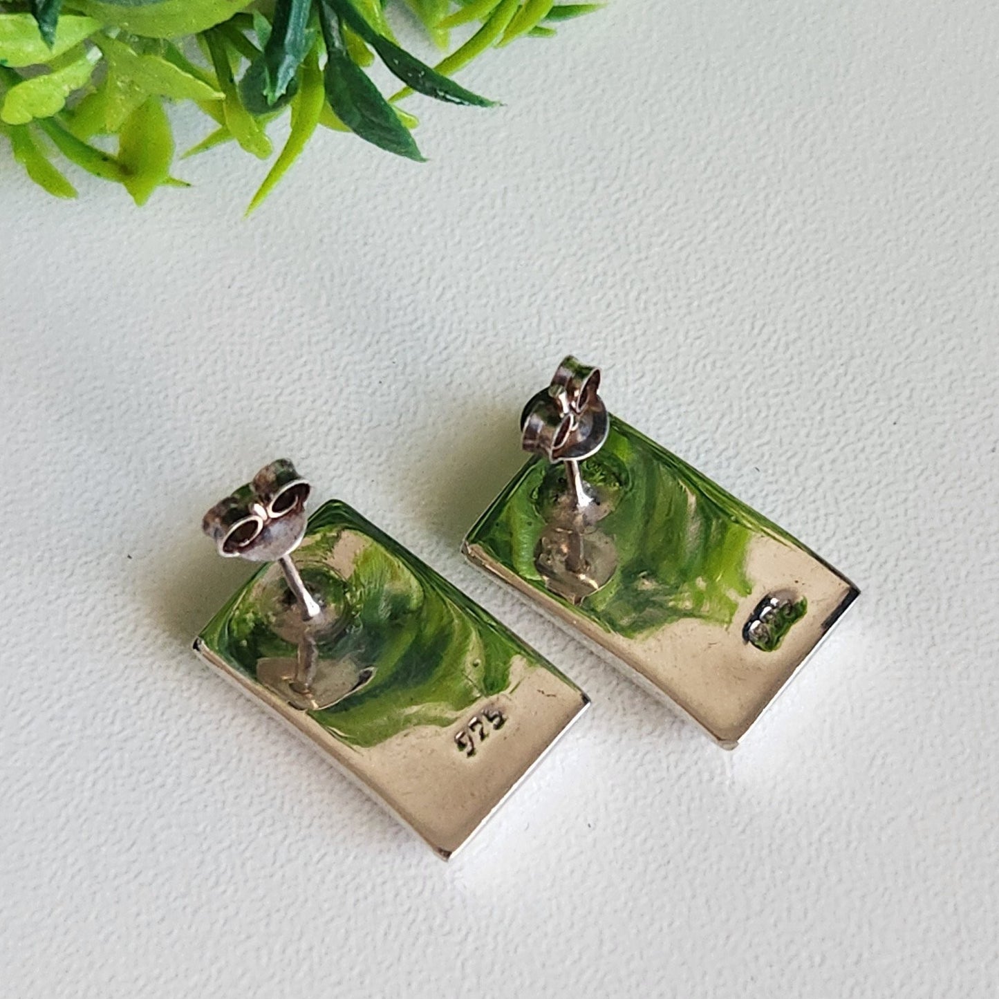 925 Sterling Silver Pink Inlay Earrings