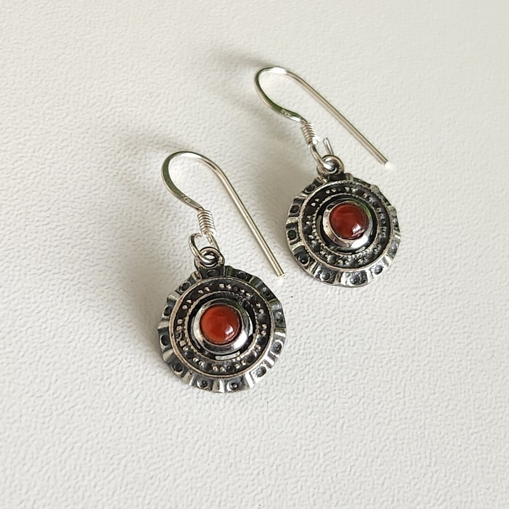925 Sterling Silver Vintage Garnet Earrings