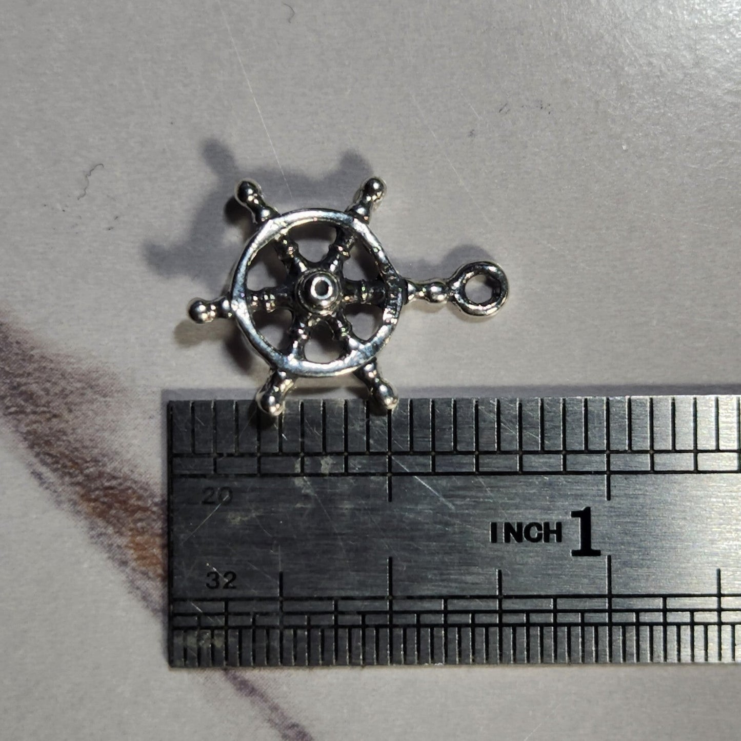 925 Sterling Silver Ship Helm Wheel Charm