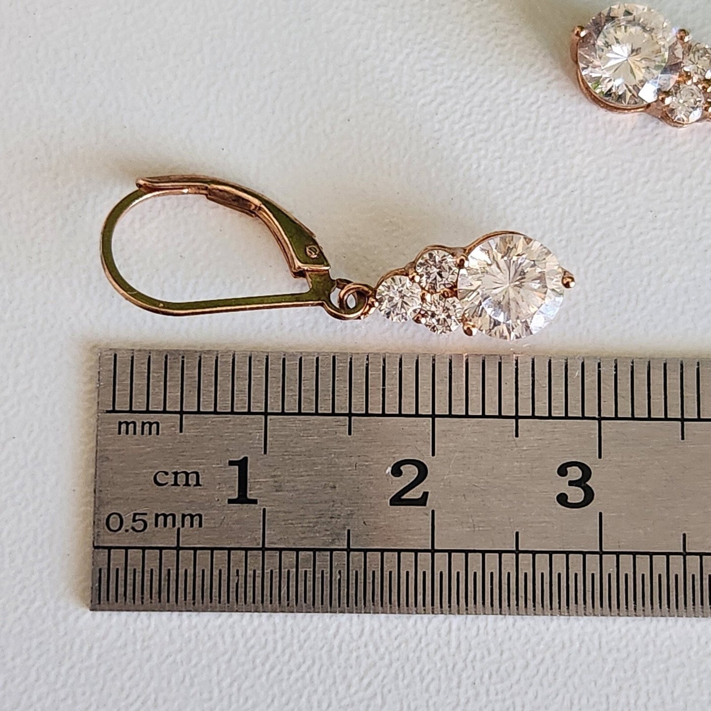 925 Sterling Silver Rose Gold Plated CZ Dangle Earrings