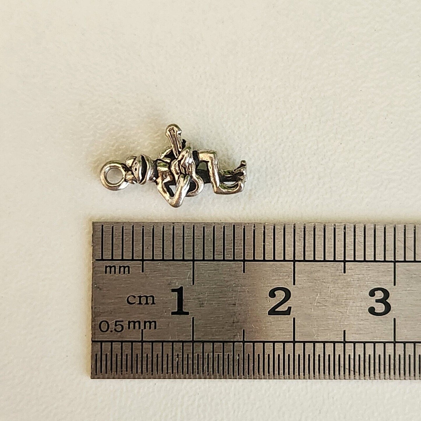 925 Sterling Silver Frog with a Guitar Charm