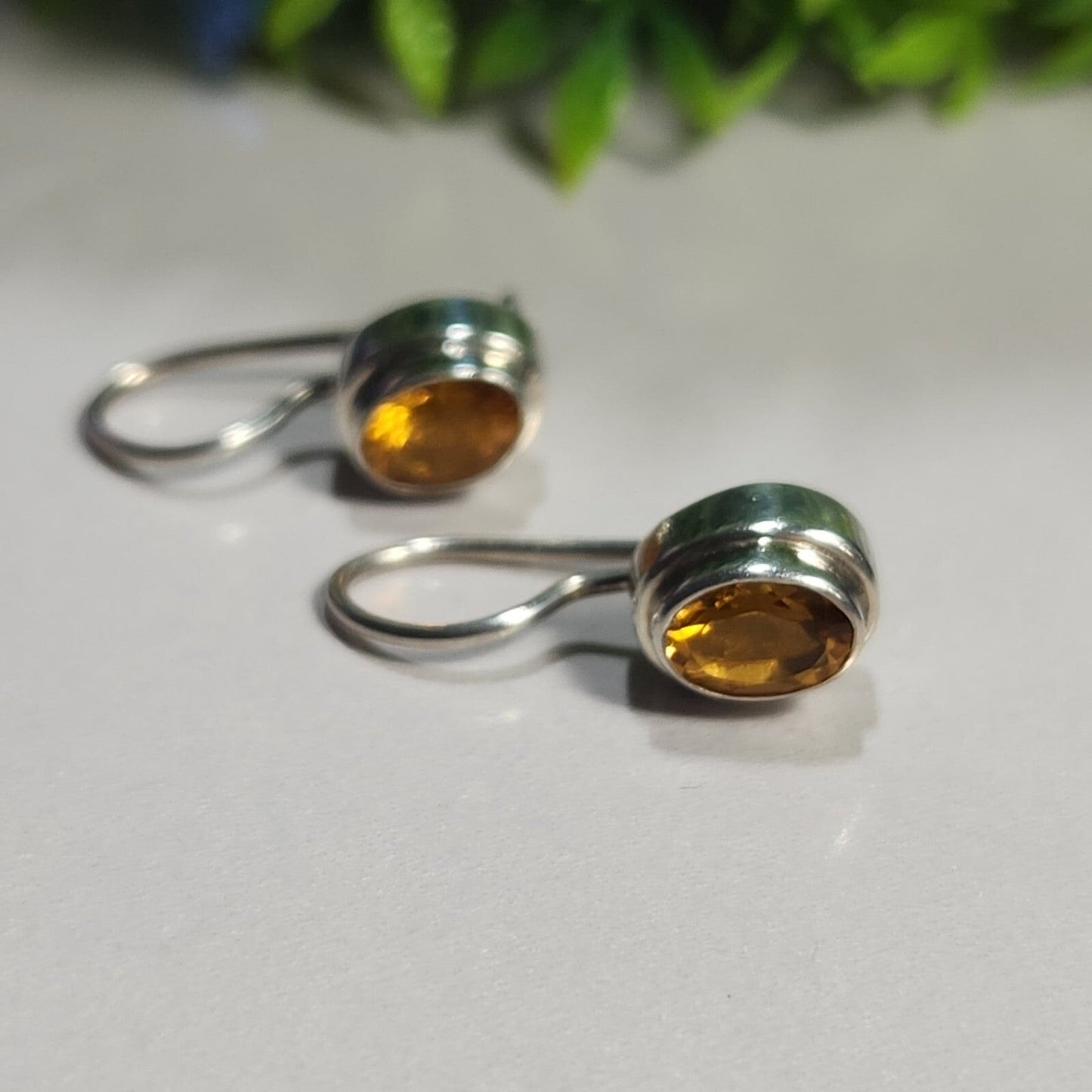 925 Sterling Silver Yellow CZ Dangle Earrings
