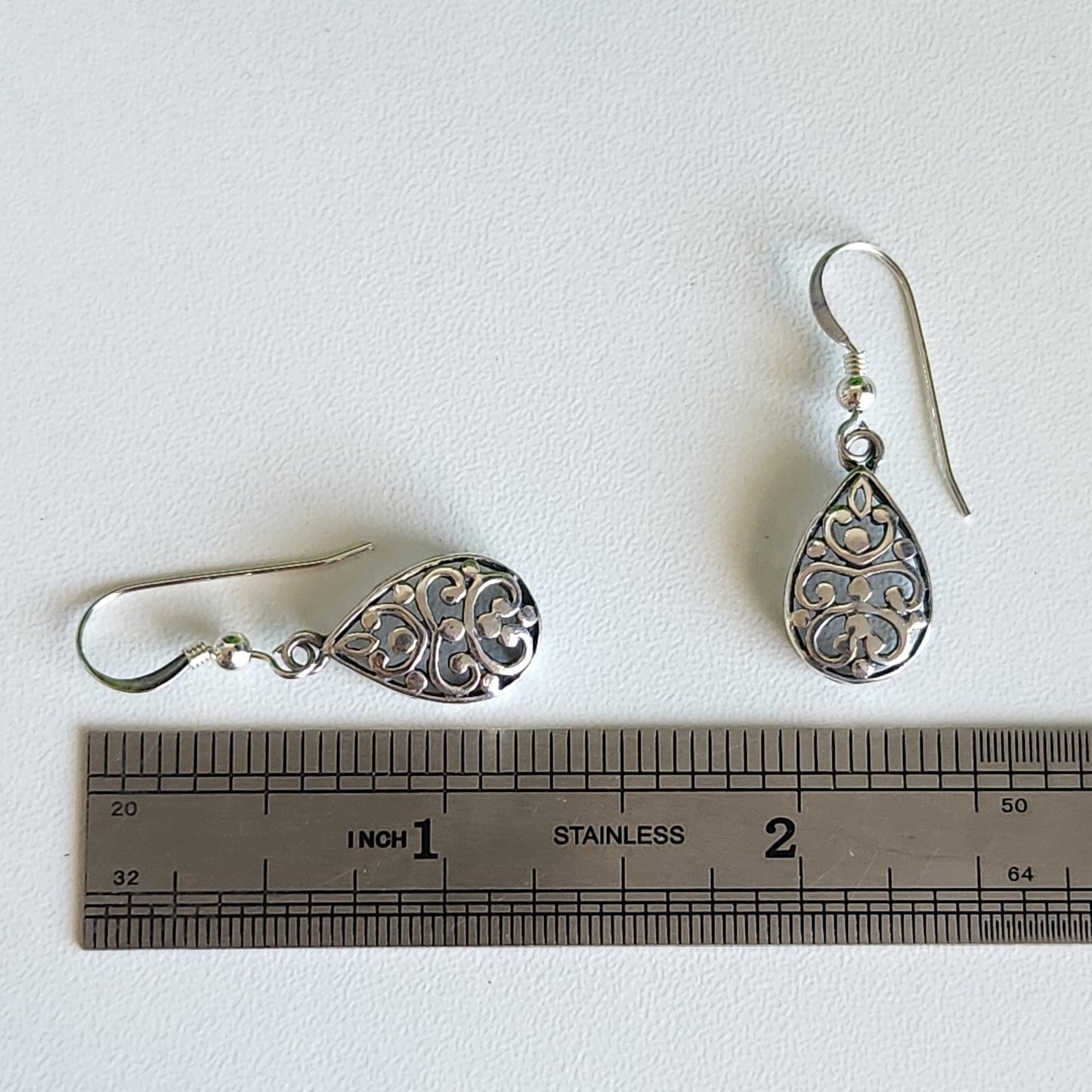 925 Sterling Silver Bali Filigree Dangle Earrings