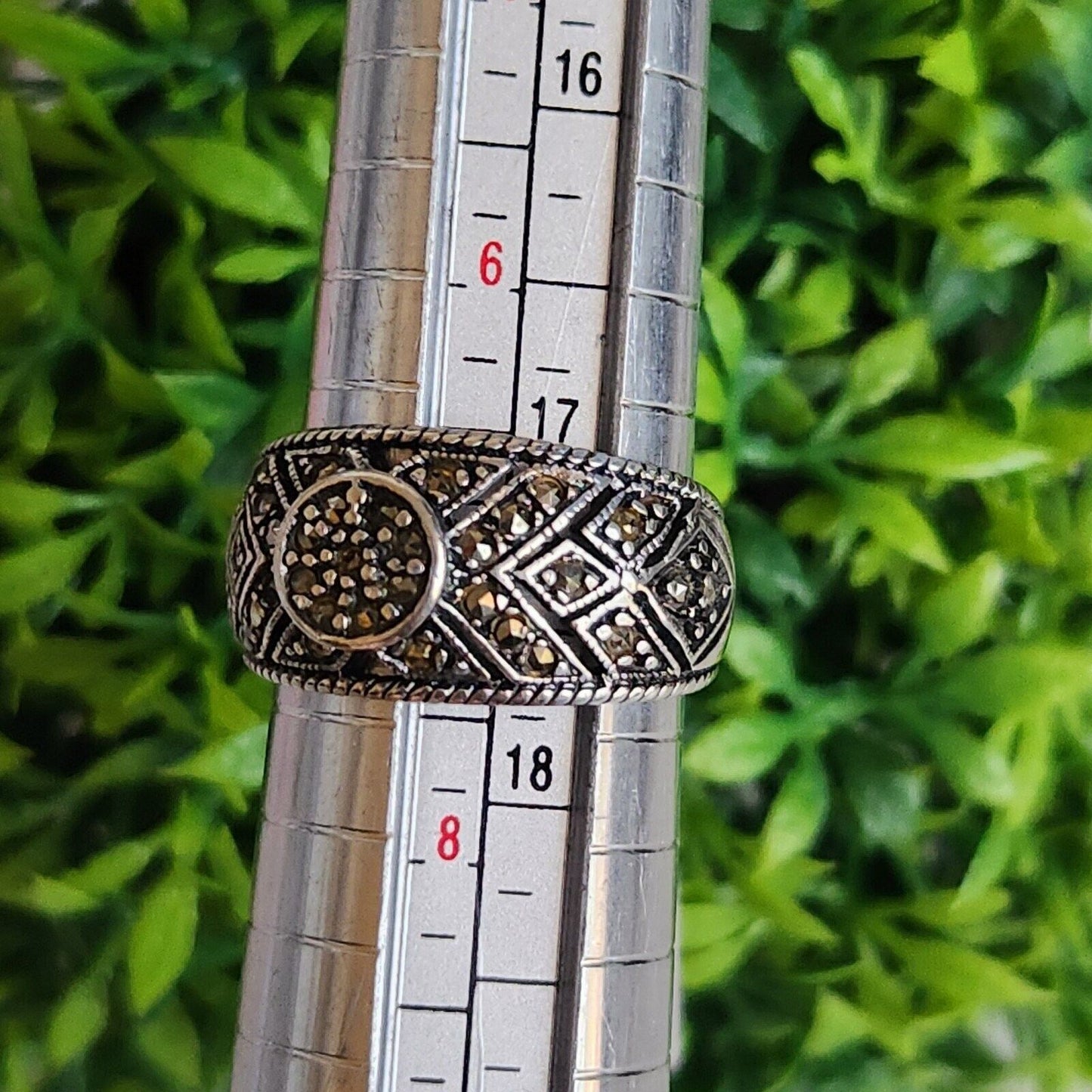 925 Sterling Silver Marcasite Design Ring