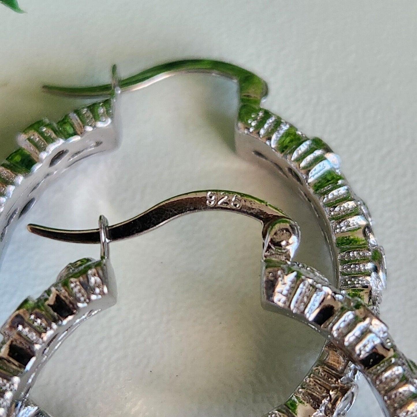 925 Sterling Silver CZ Diamond Hoop Earrings