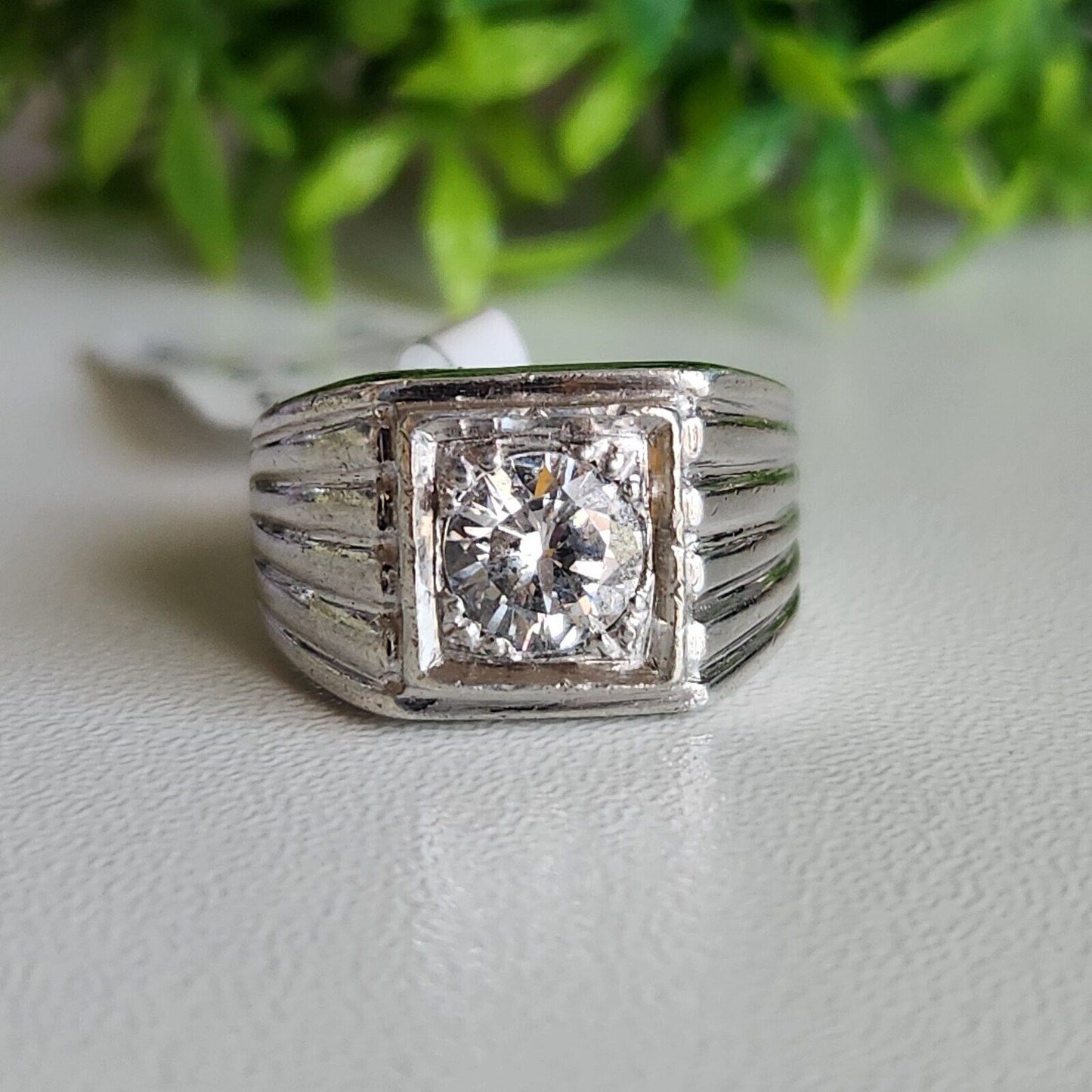 925 Sterling Silver Contemporary CZ Mens Ring