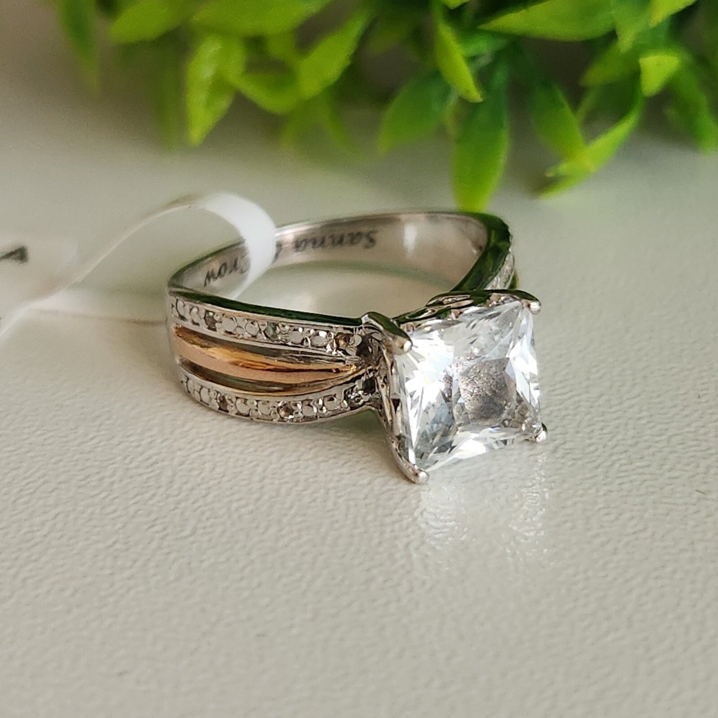 925 Sterling Silver Princess CZ Heart Engagement Ring