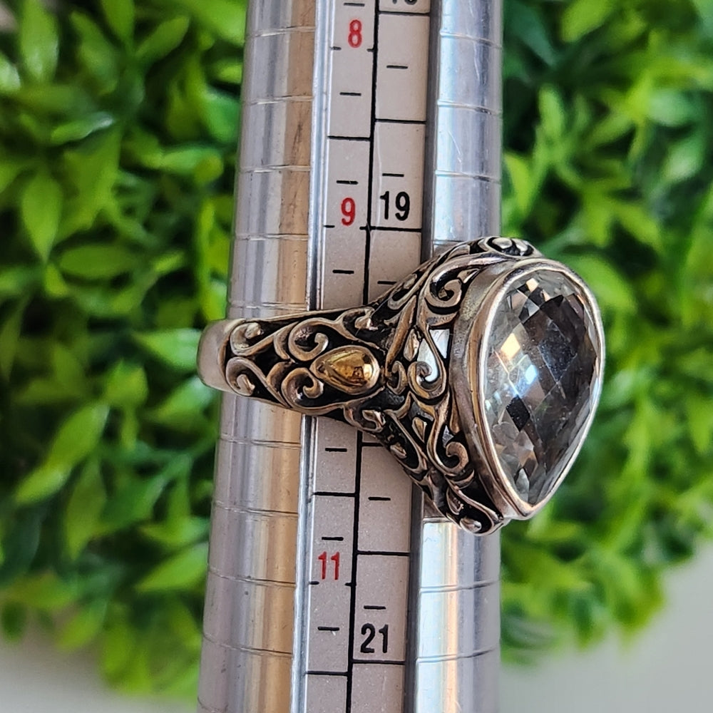 925 Sterling Silver And 18kt Gold Robert Manse Design Prasiolite Ring