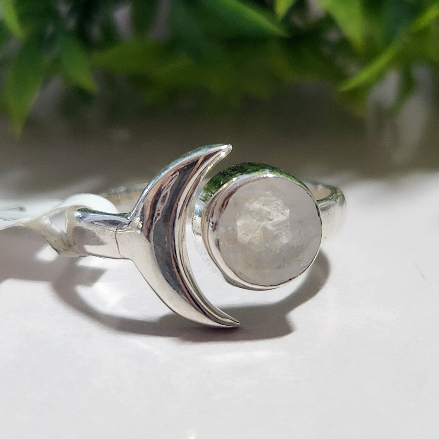 925 Sterling Silver Moonstone Moon Ring