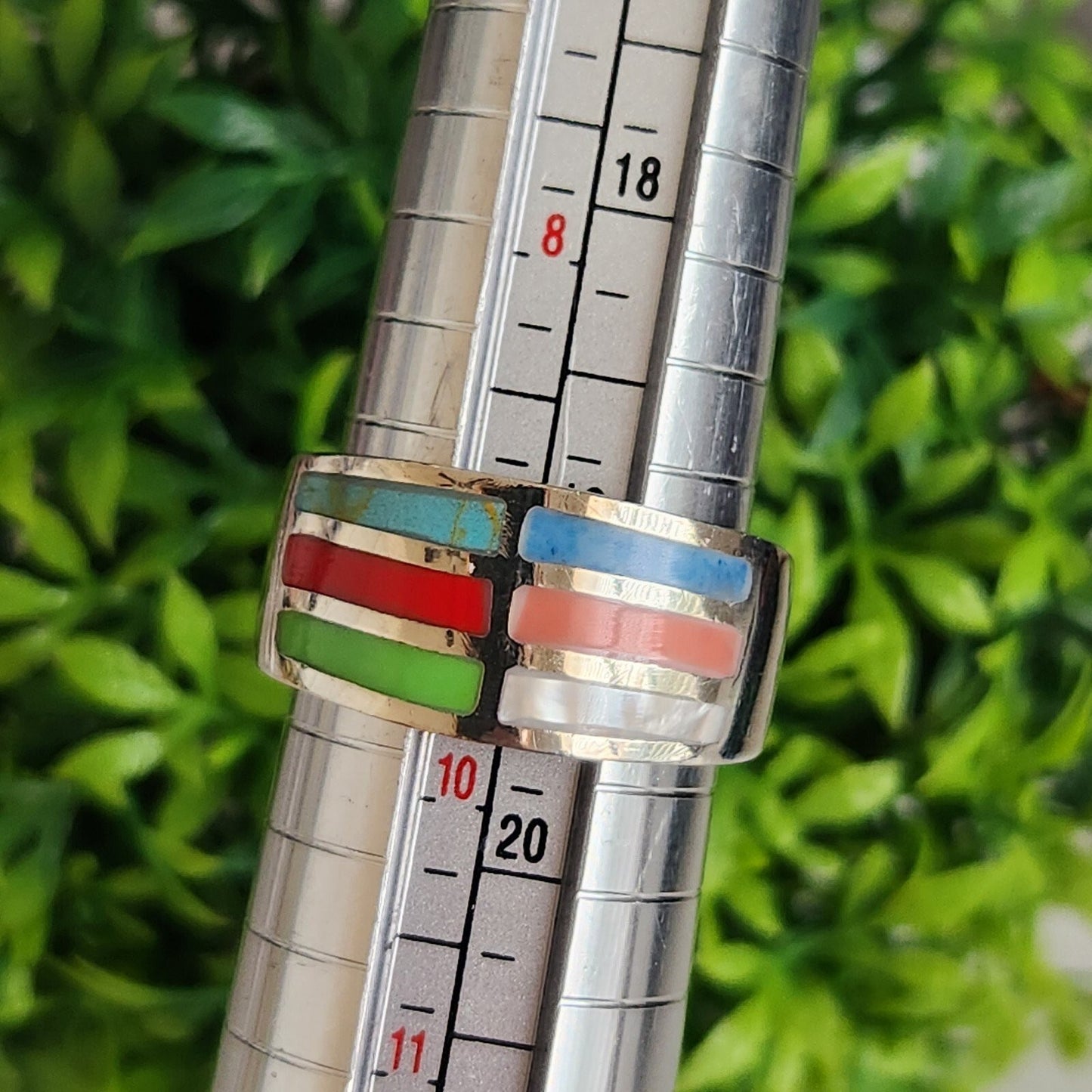 925 Sterling Silver Multi Gemstone Layer Band