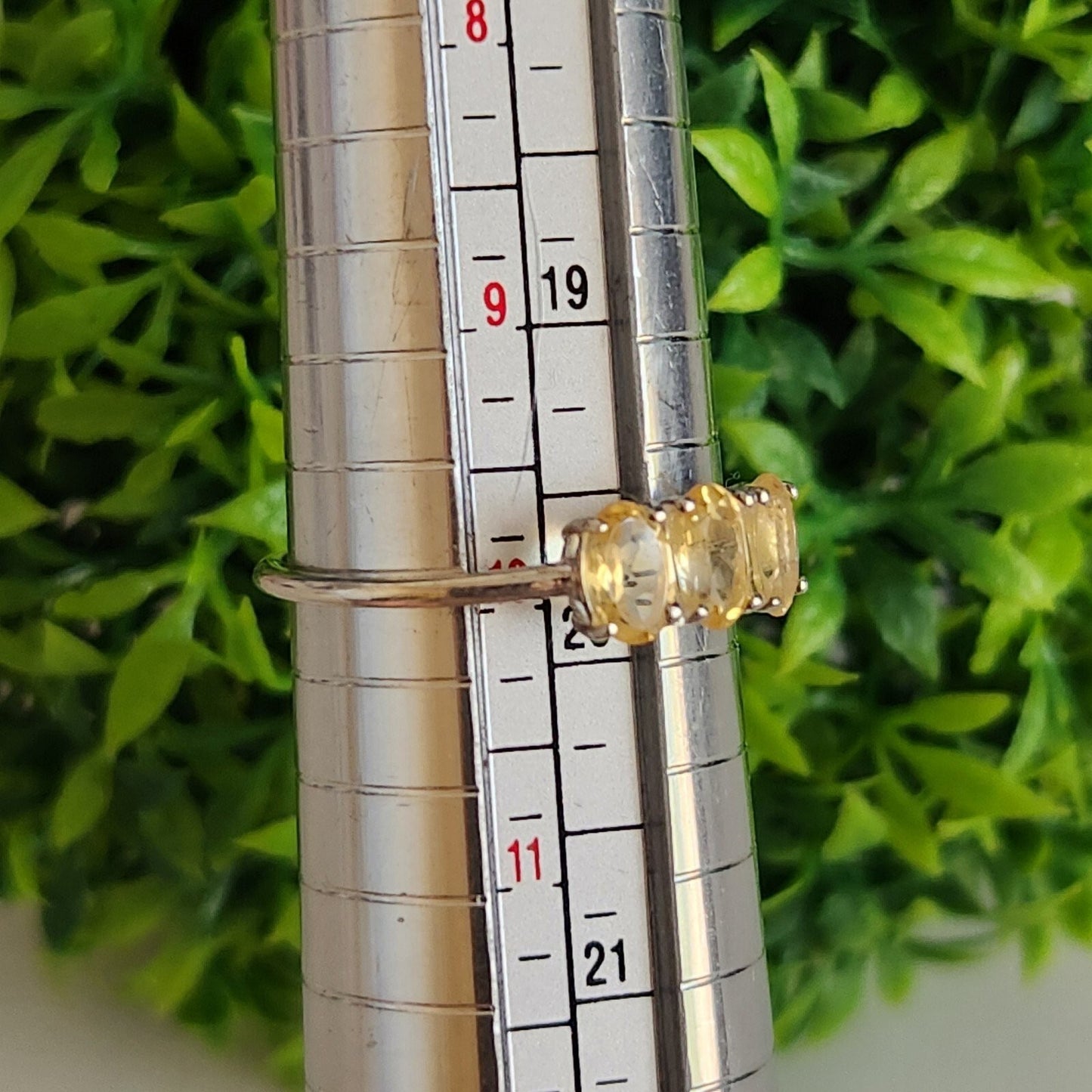 925 Sterling Silver Citrine Triple Oval Ring
