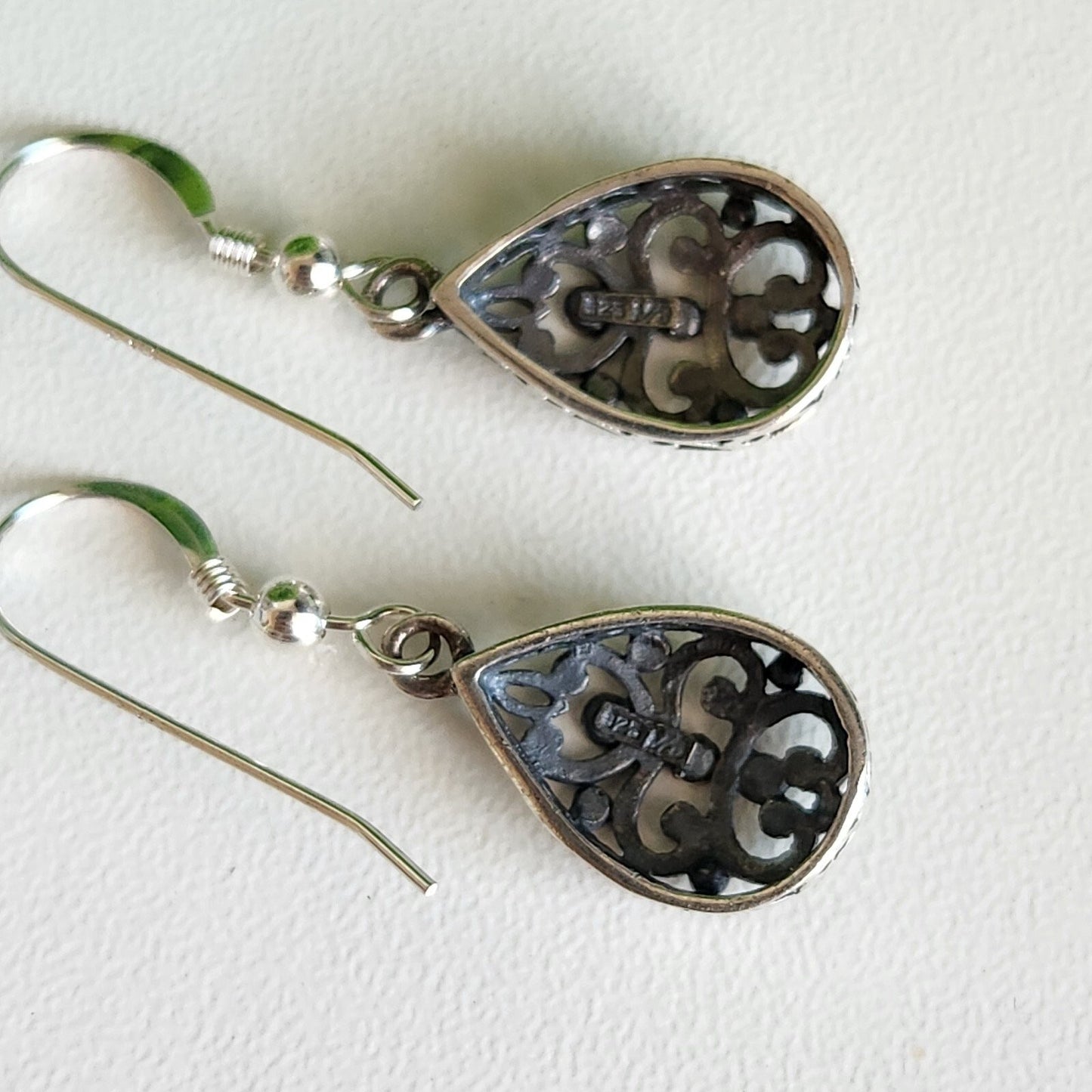 925 Sterling Silver Bali Filigree Dangle Earrings