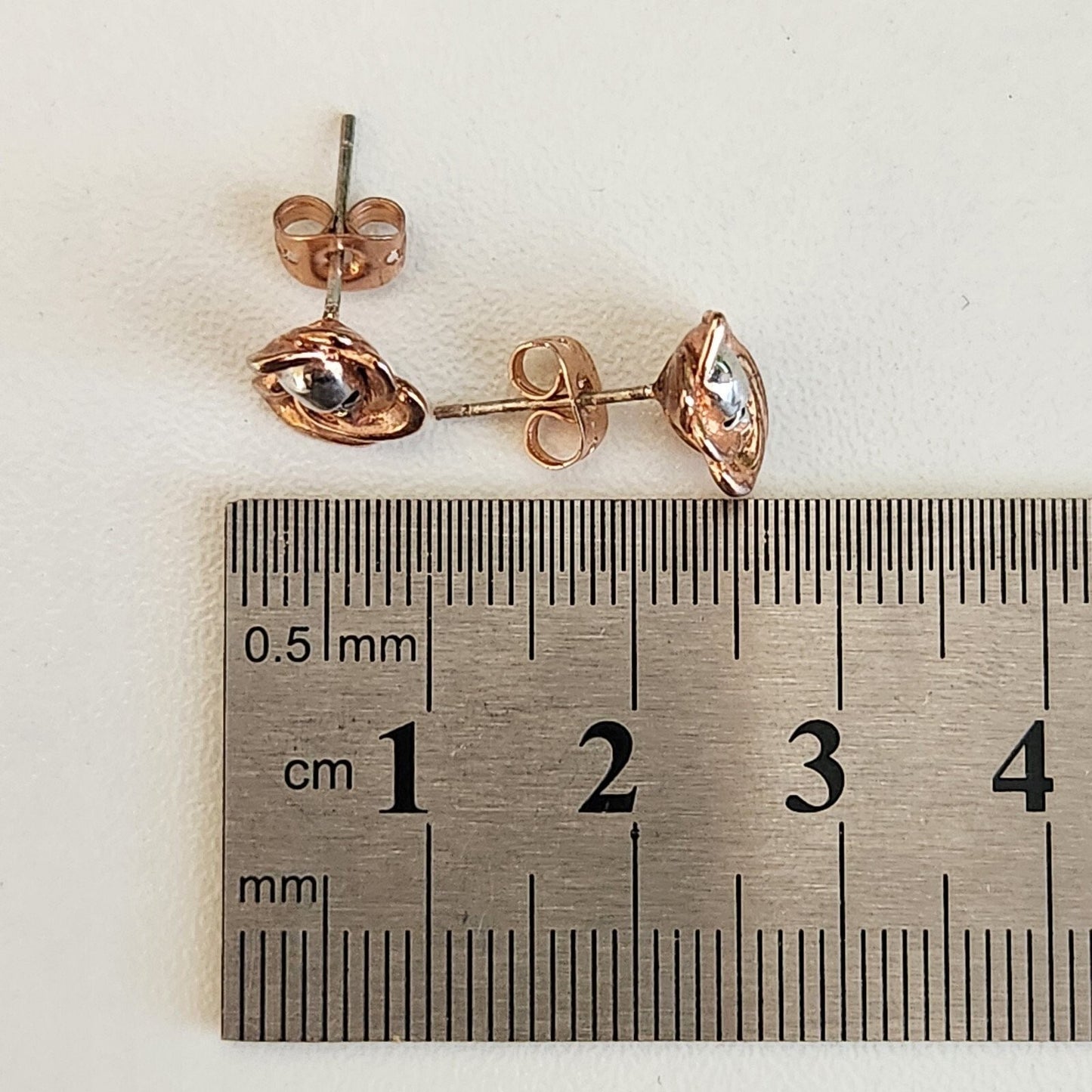 925 Sterling Silver Rose Gold Skull Flower Stud Earrings