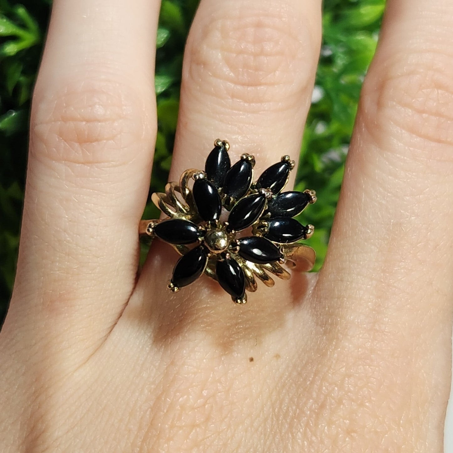 925 Gold Vermeil Black Stone Cocktail Ring