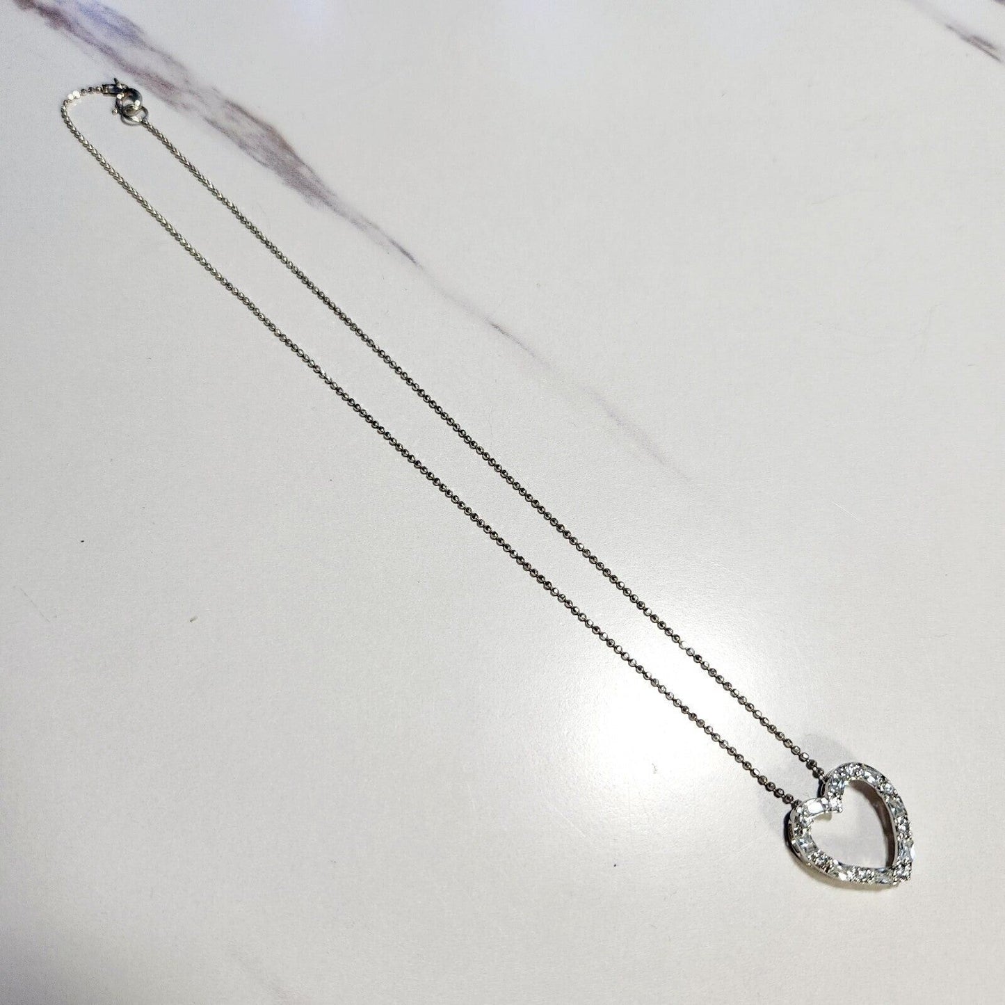 925 Sterling Silver and CZ Heart Necklace