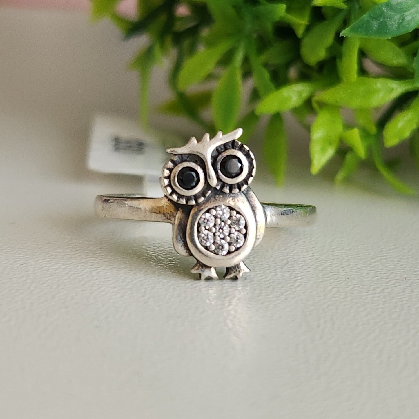 925 Sterling Silver CZ Owl Ring