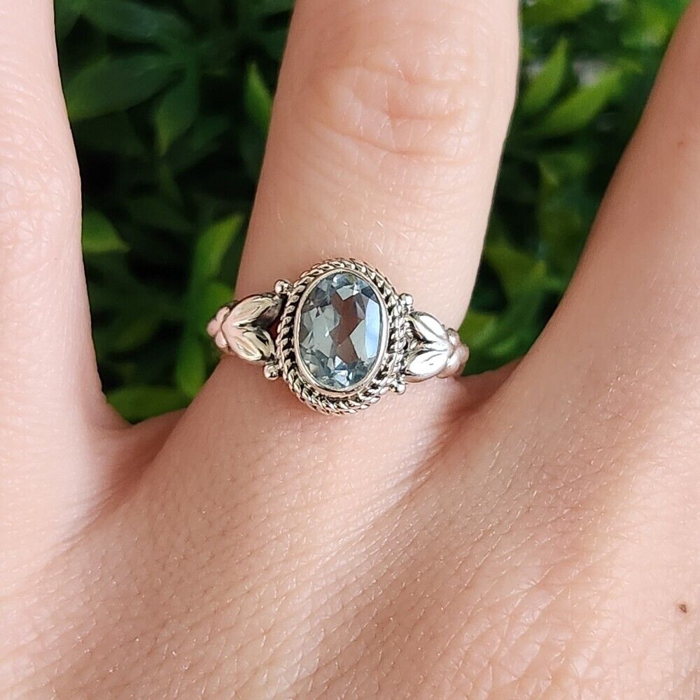 925 Sterling Silver Blue Topaz Ring