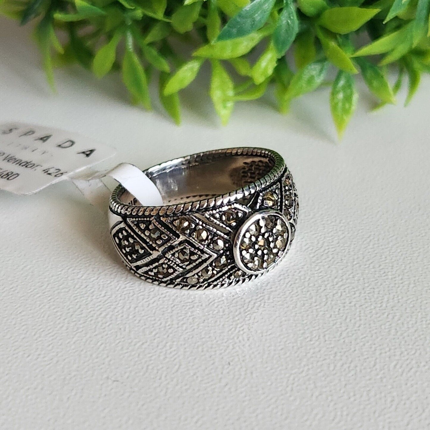 925 Sterling Silver Marcasite Design Ring