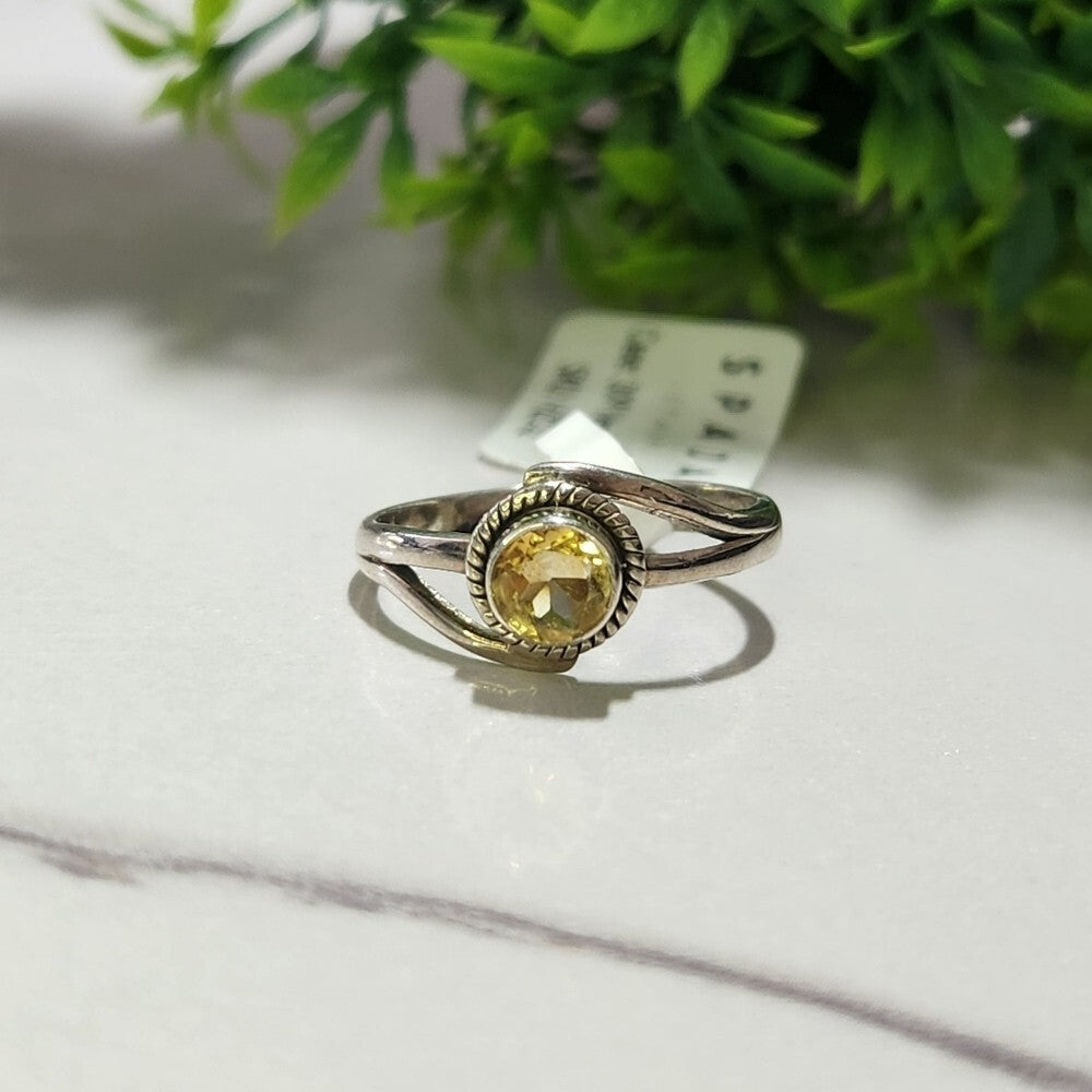 925 Sterling Silver Yellow Citrine Ring