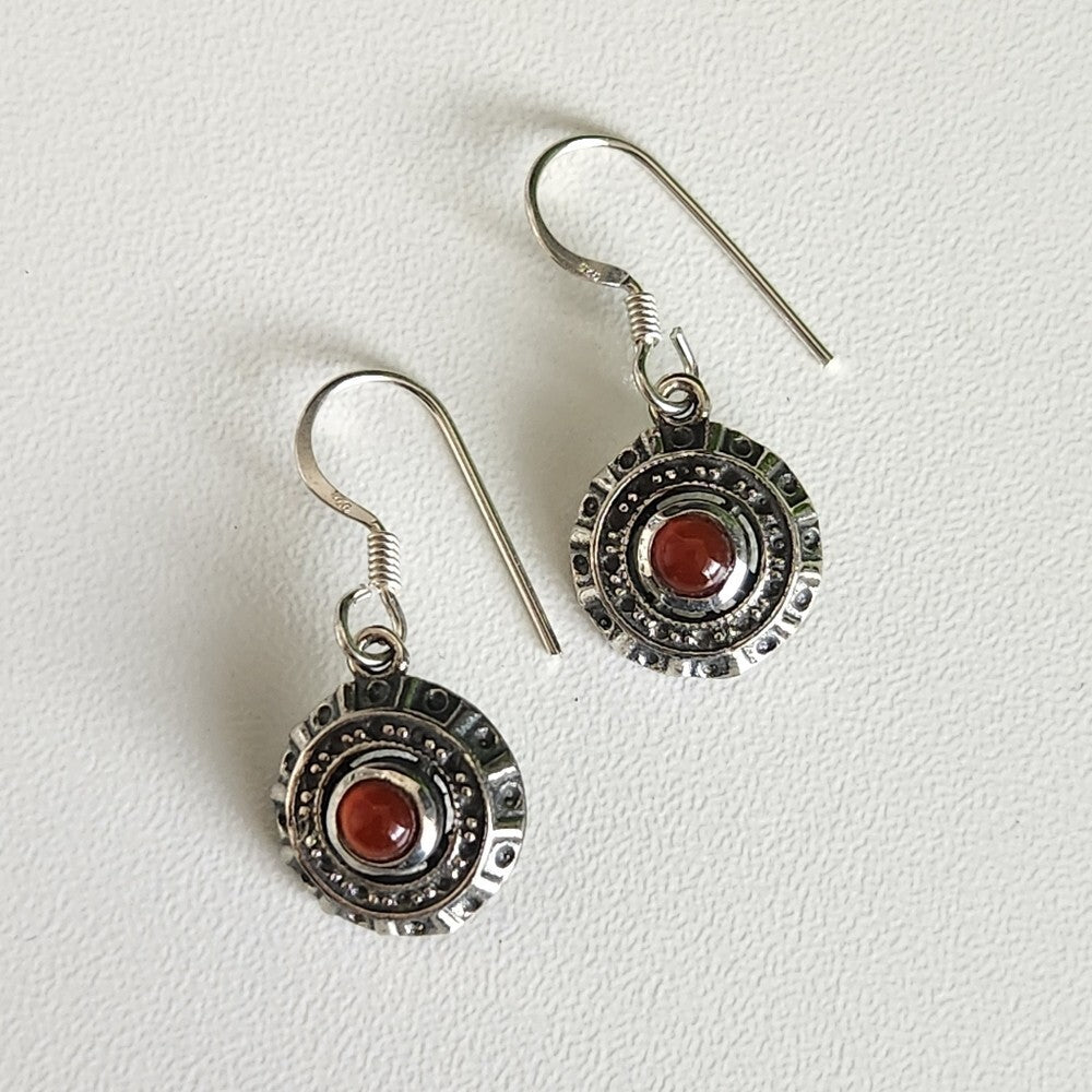 925 Sterling Silver Vintage Garnet Earrings