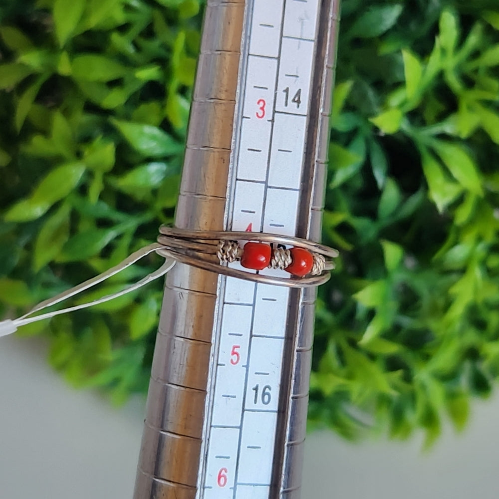 925 Sterling Silver Red Boho Toe Ring